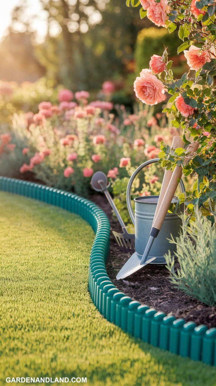 Garden edging ideas Affordable Green Plastic Edging