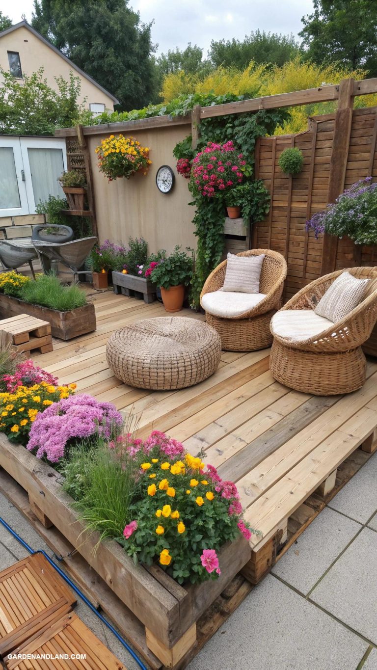 backyard patio designs Sustainable patio with recycled materials design