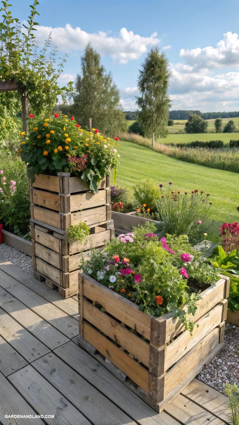 easy garden ideas Repurposed wooden crates as plant boxes