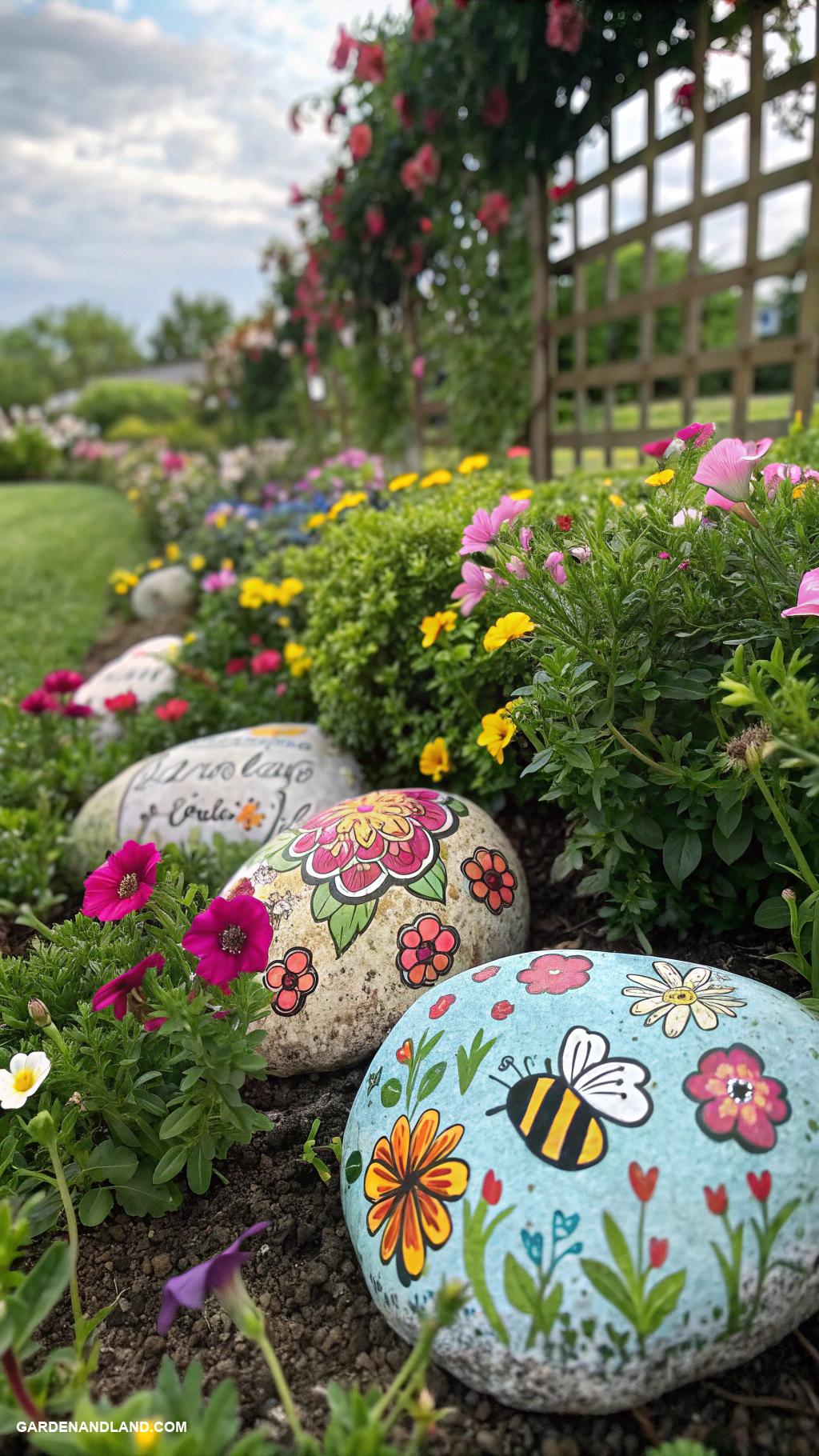 easy landscaping ideas Painted rocks for garden markers