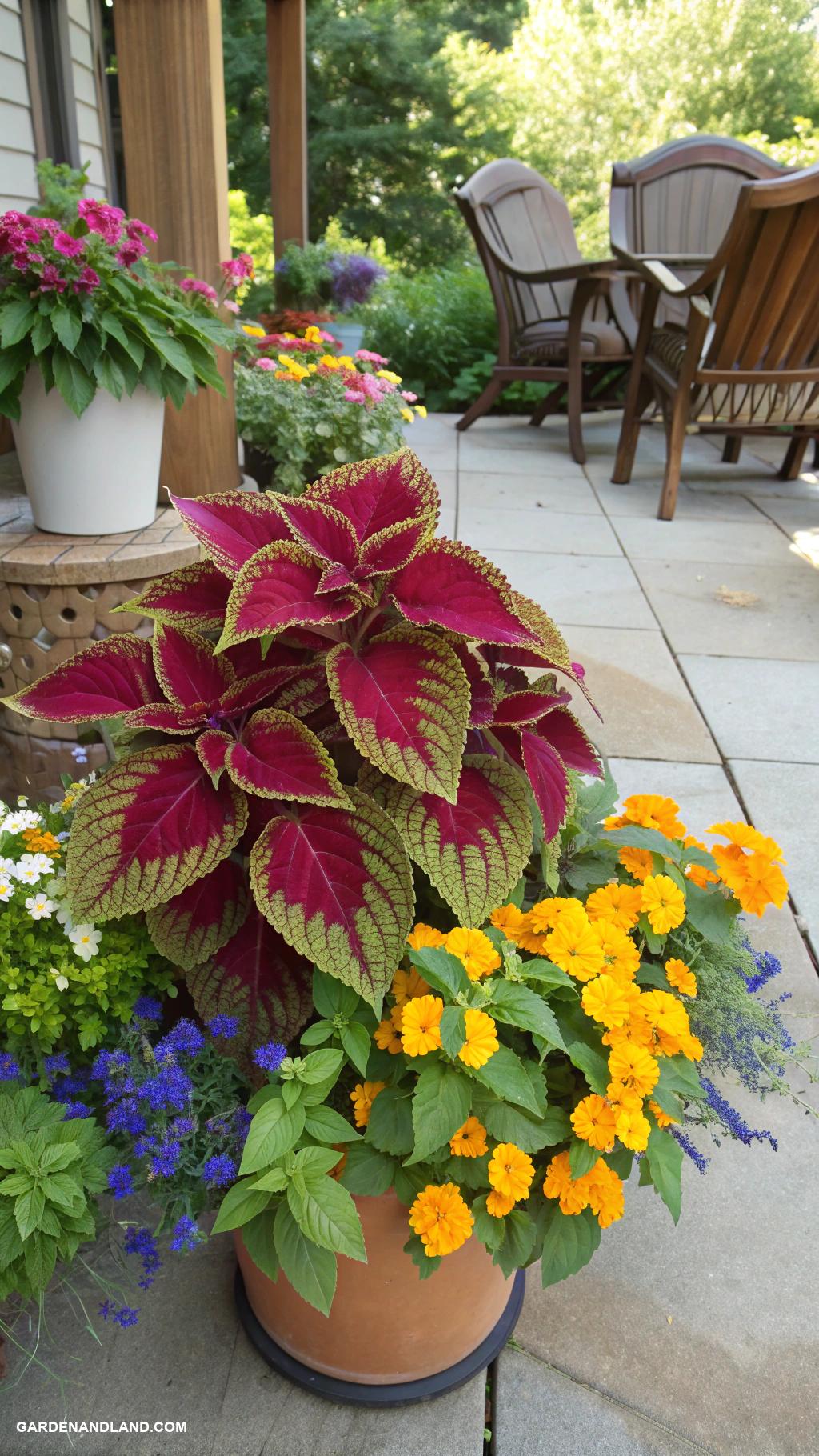 full sun container plants Bold Coleus in Eye catching Arrangements