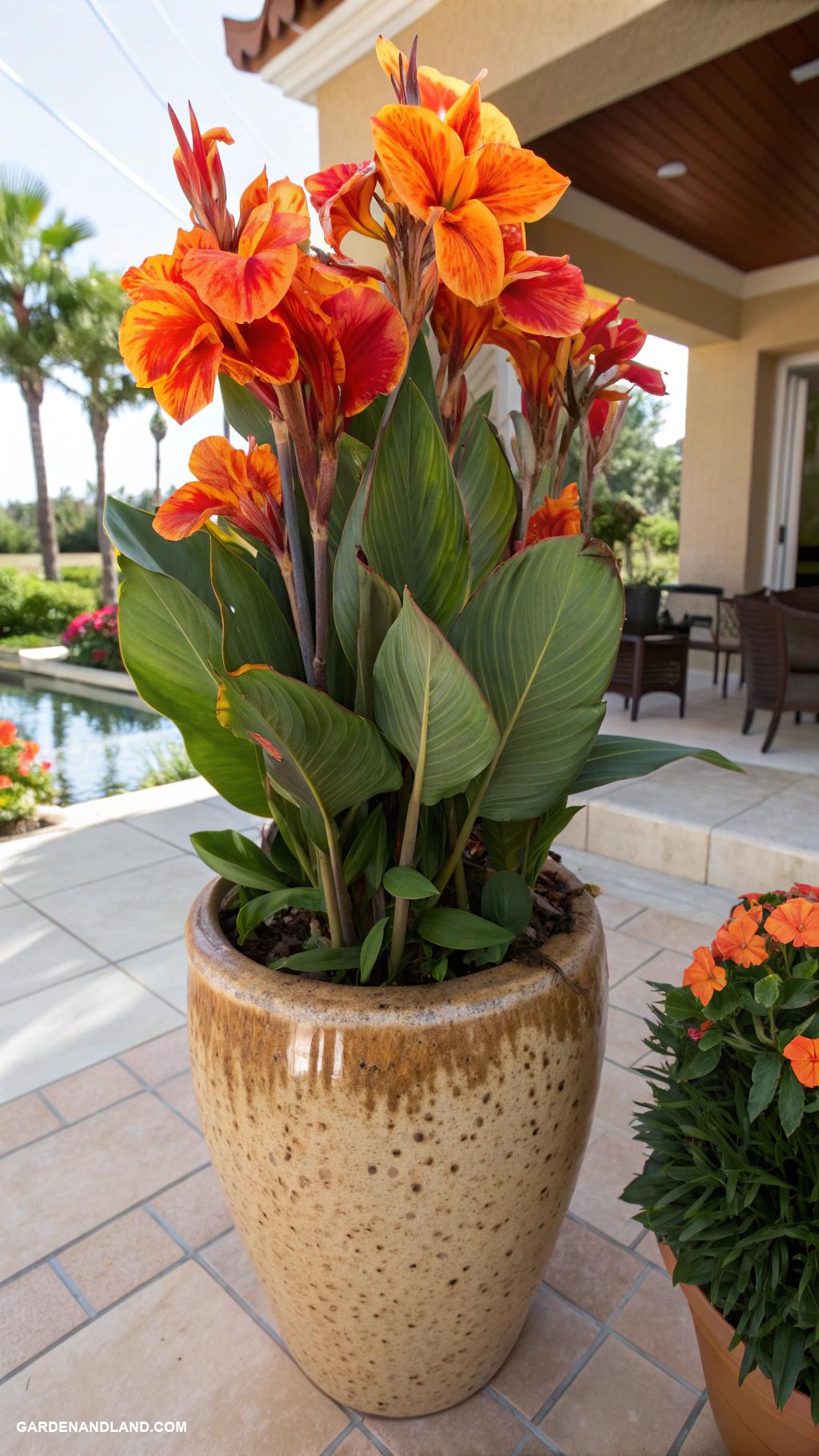 full sun container plants Dramatic Cannas for Vertical Interest