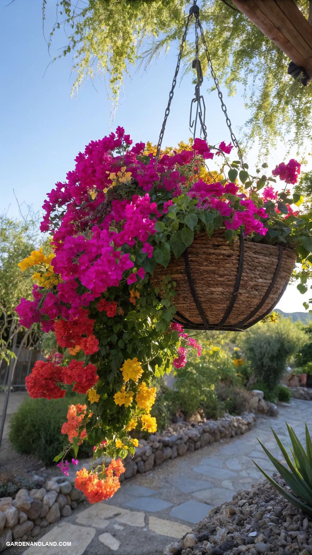 full sun container plants Rainbow Bougainvillea in Hanging Baskets