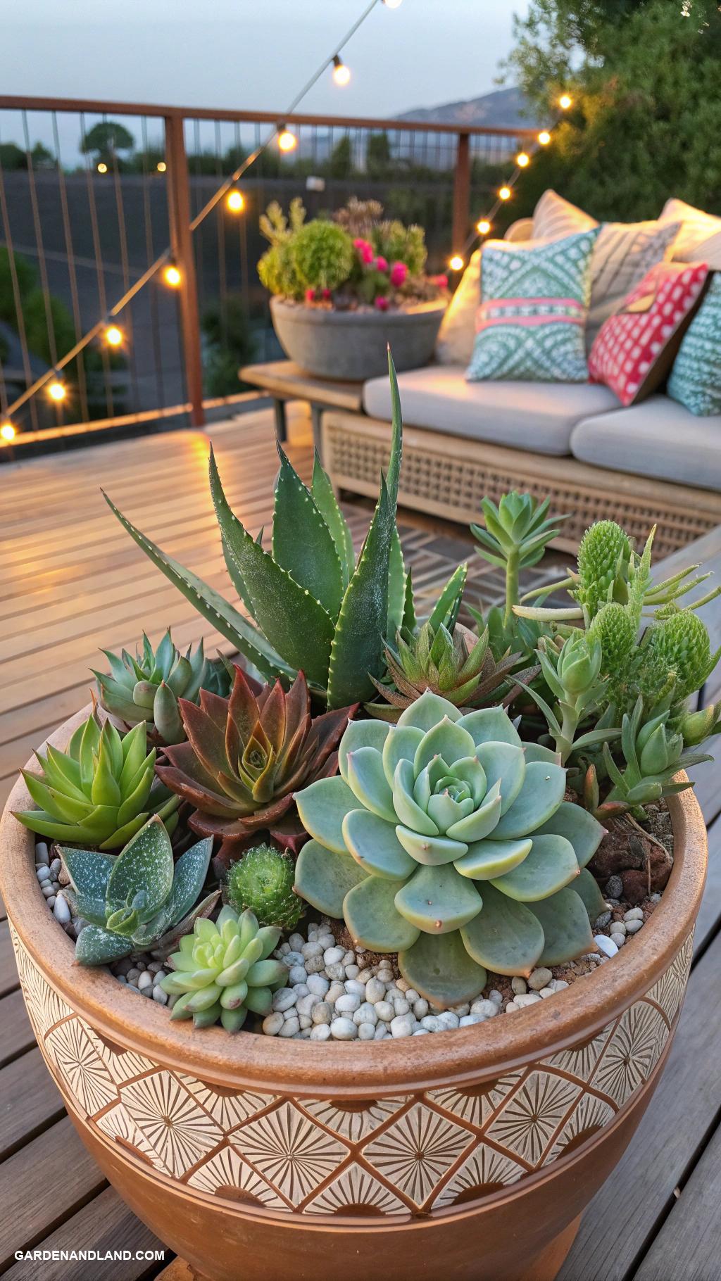 full sun container plants Succulent Garden with Varied Textures