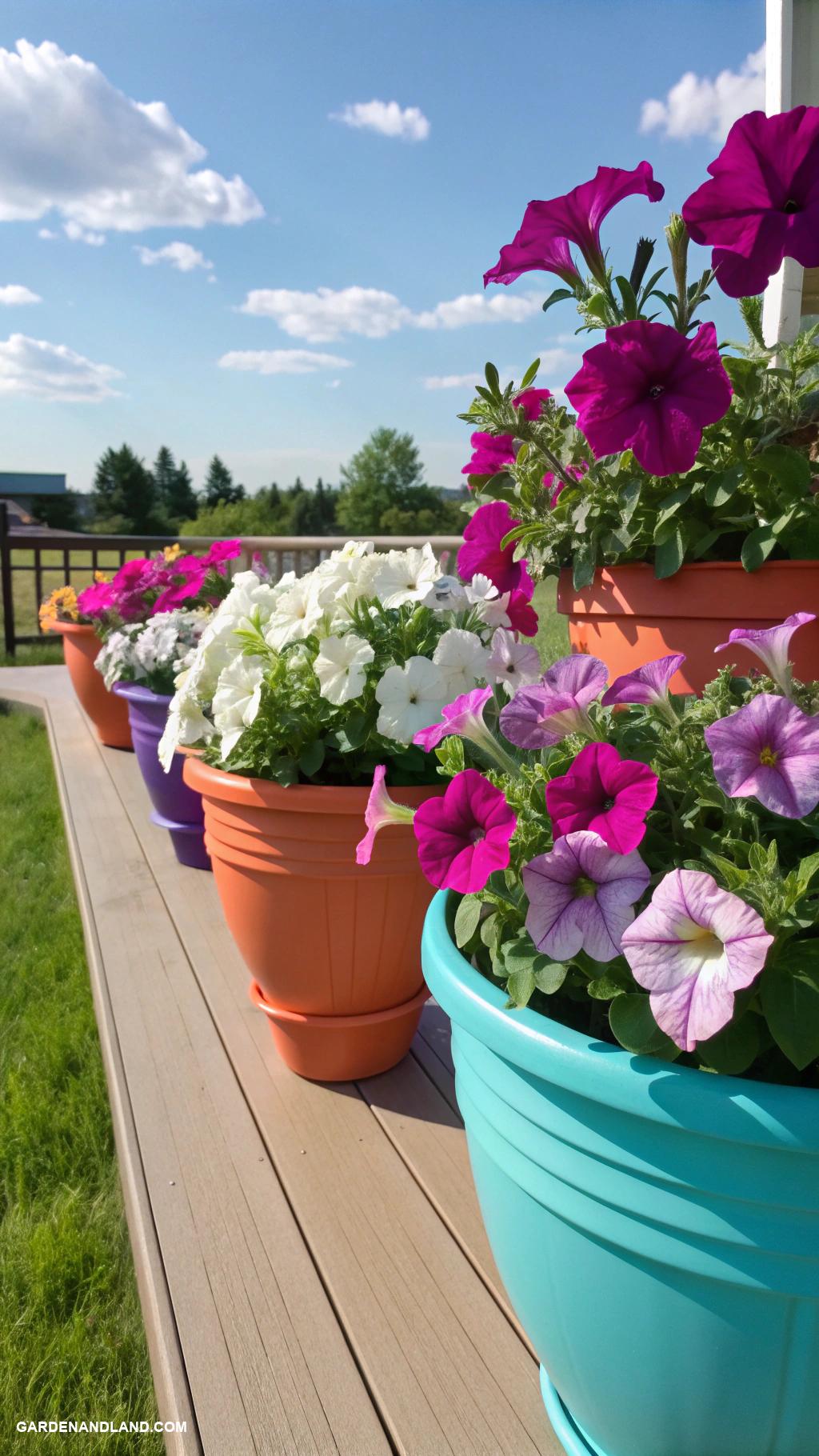 full sun container plants Vibrant Petunias in Colorful Containers