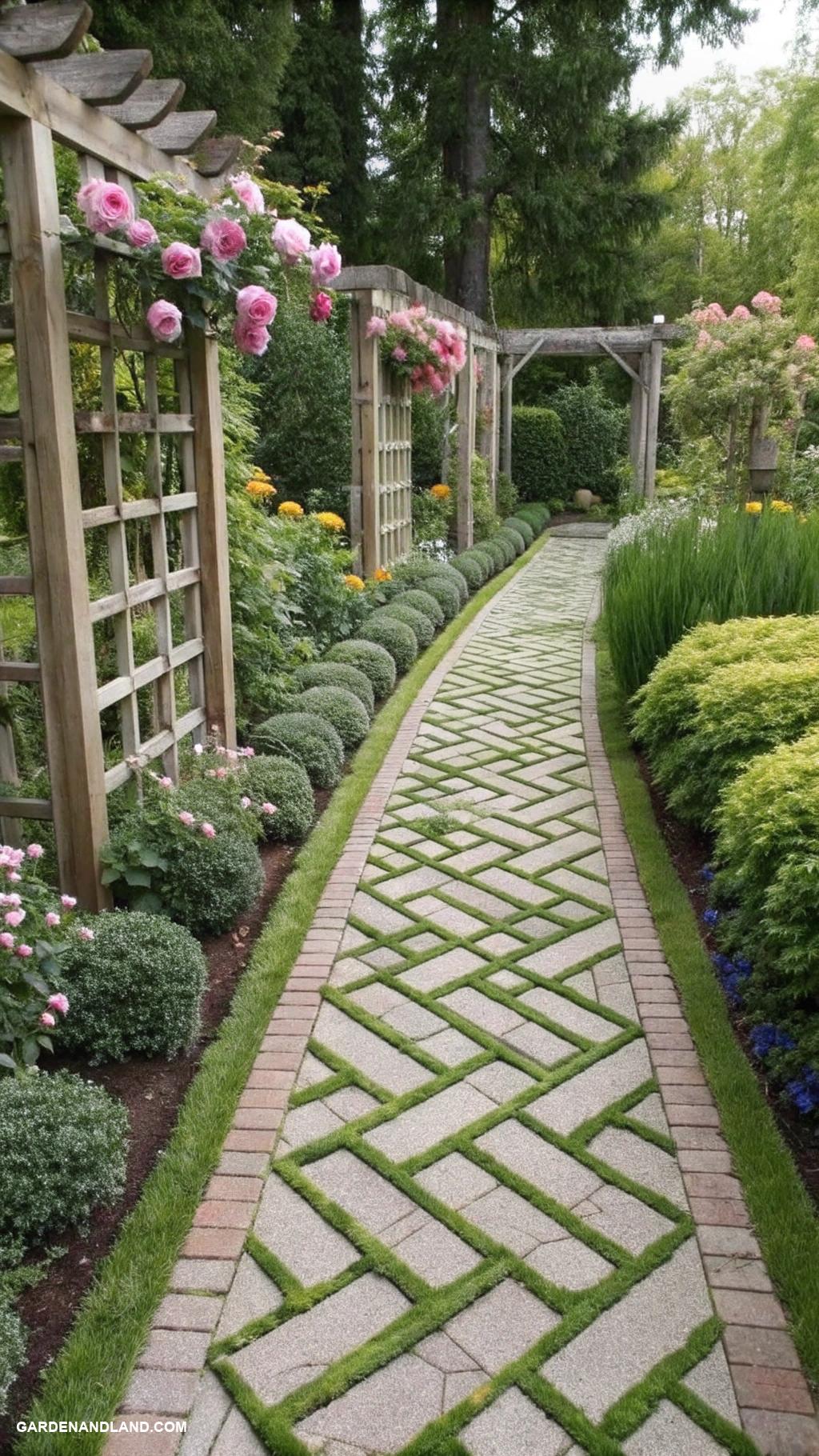 garden edging ideas Pavers arranged in unique patterns