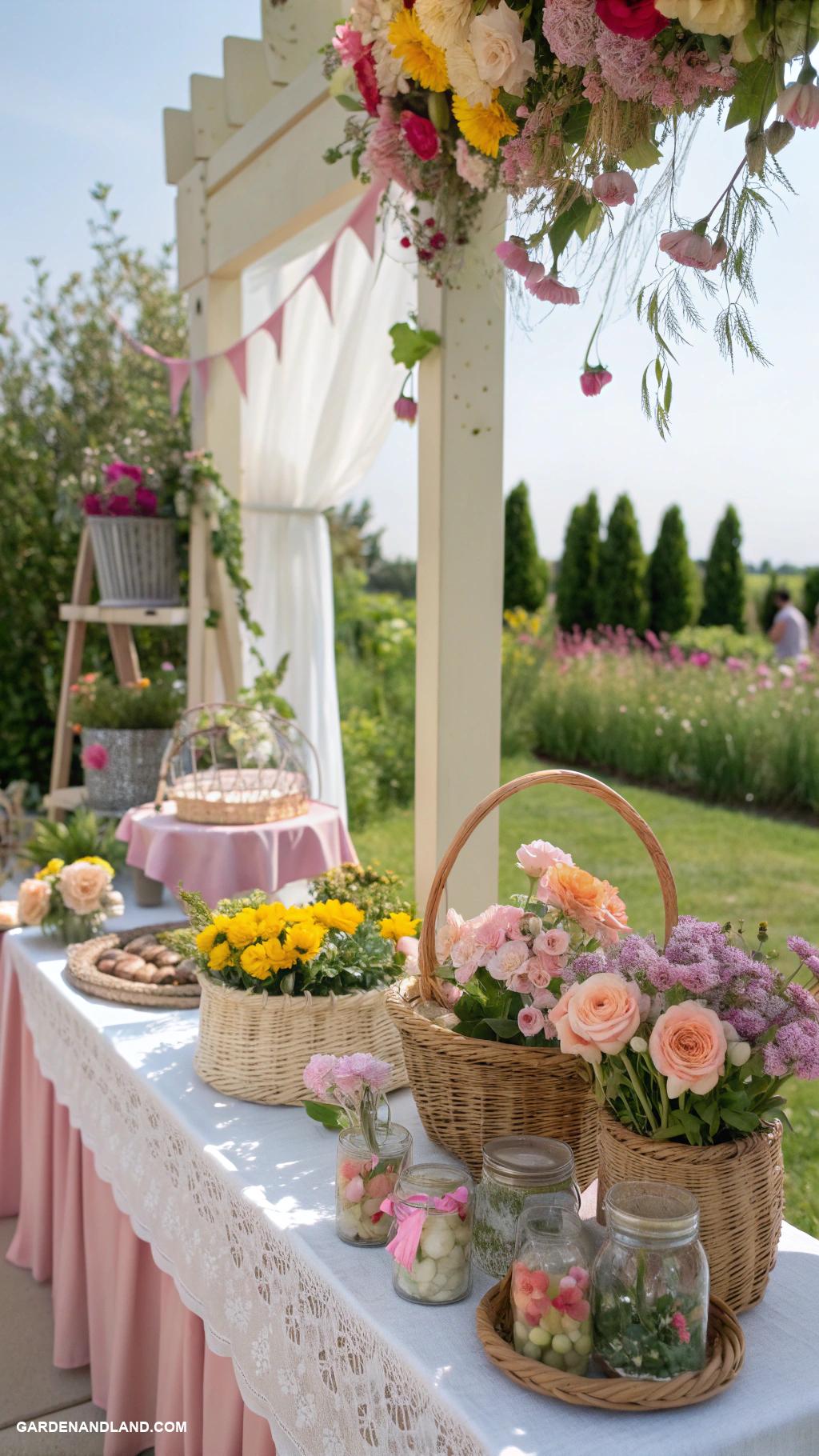 garden party ideas DIY floral crown making station