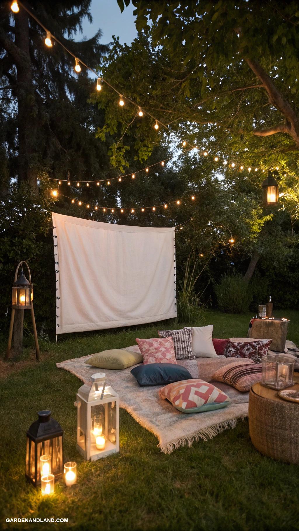 garden party ideas Outdoor movie night under the stars