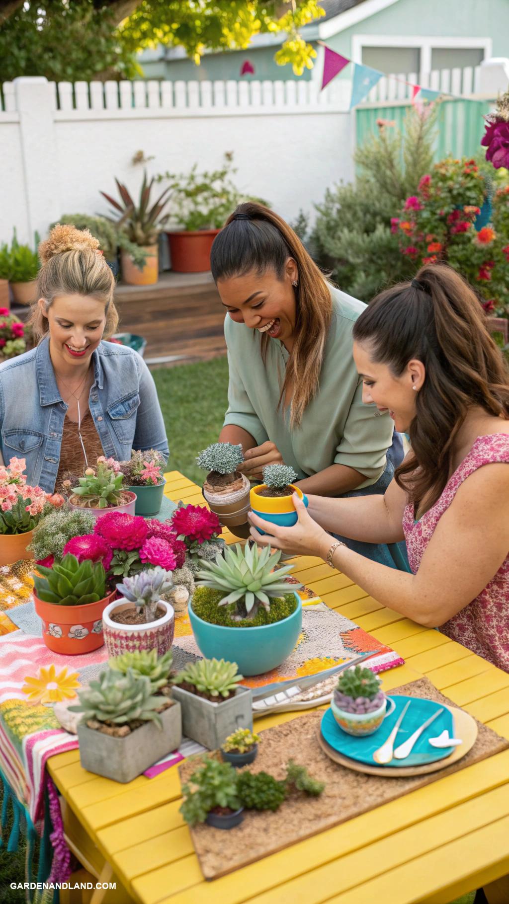 garden party ideas Succulent arrangement crafting party