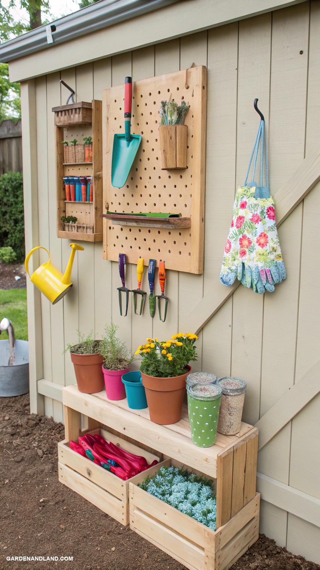 garden storage ideas Hang a pegboard for gardening supplies