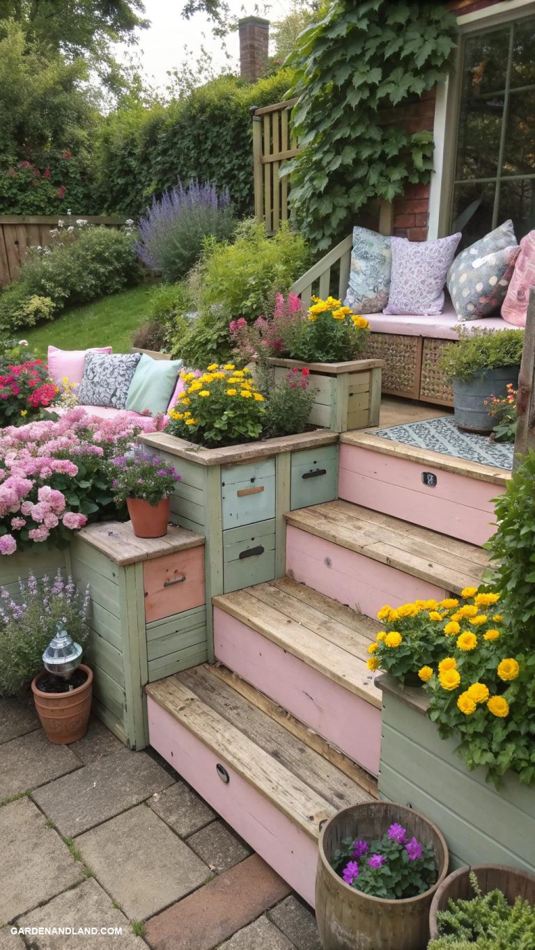 garden storage ideas Integrate storage under garden steps