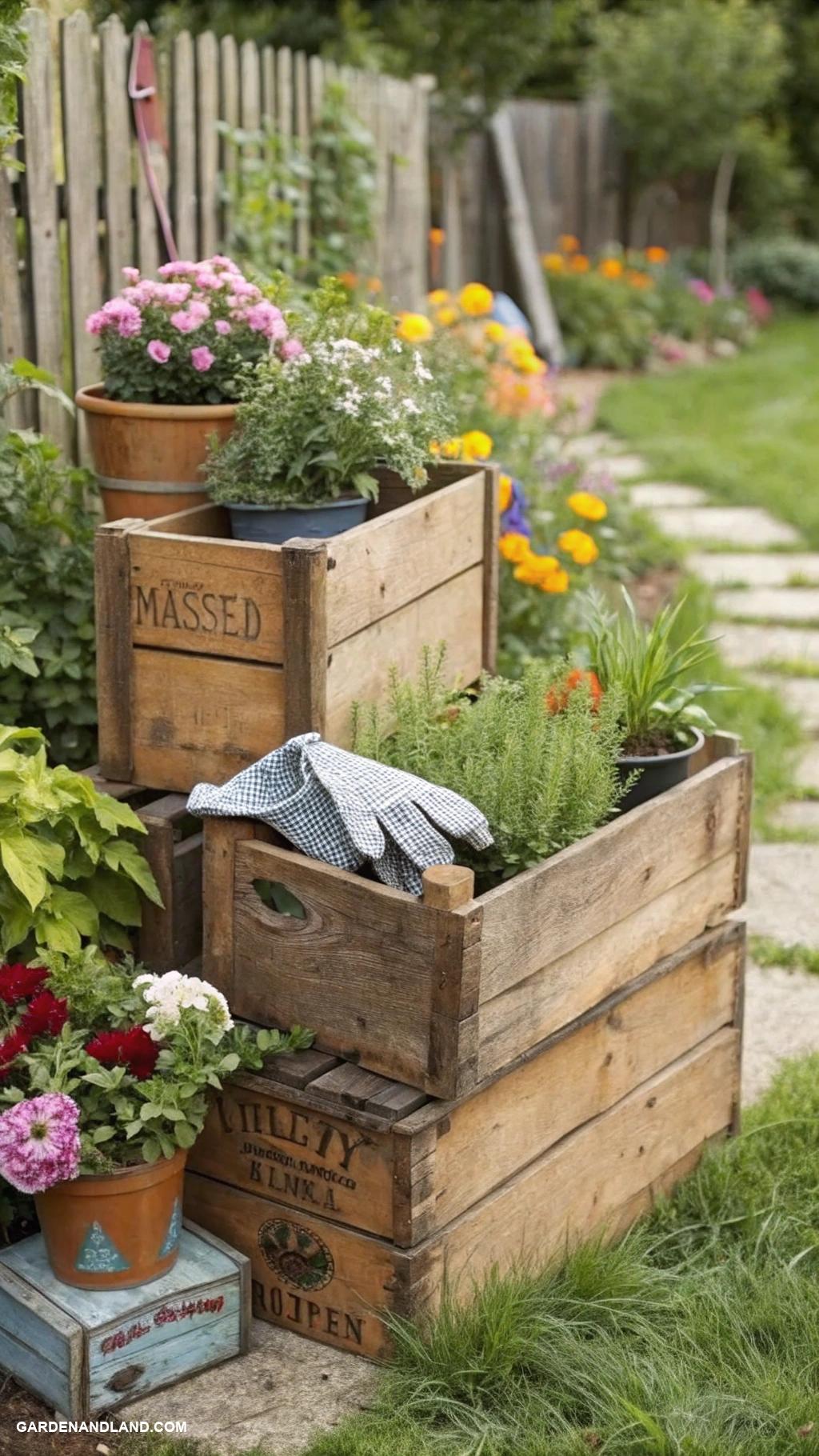 garden storage ideas Repurpose old wooden crates for storage