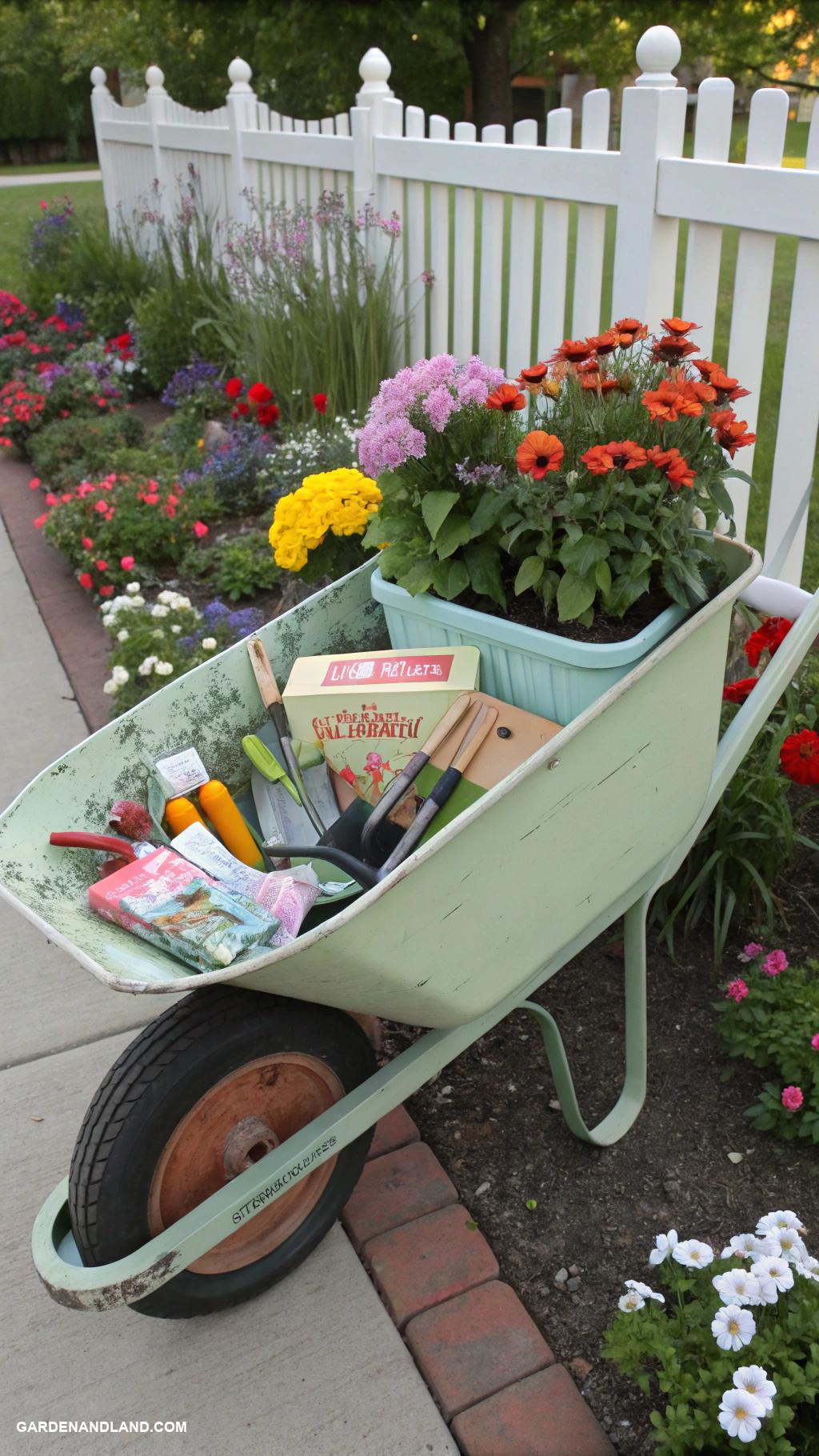 garden storage ideas Transform an old wheelbarrow into storage