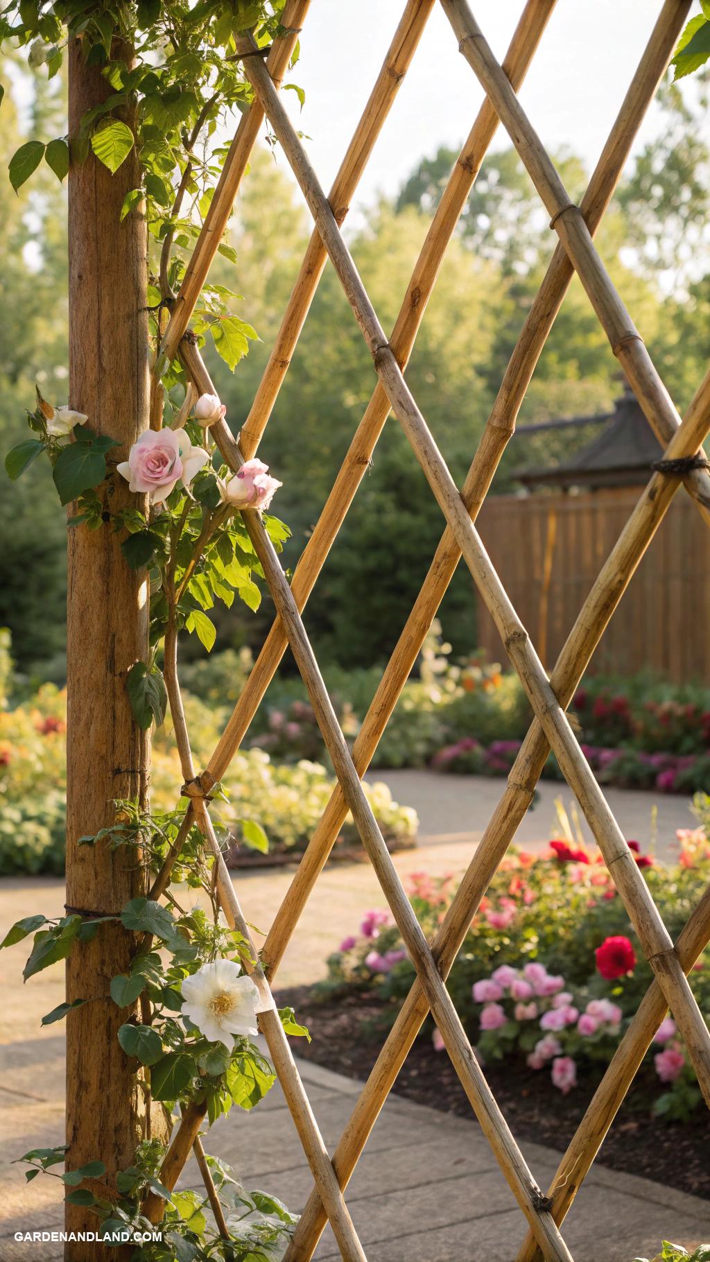 garden trellis ideas Bamboo poles for a rustic garden vibe