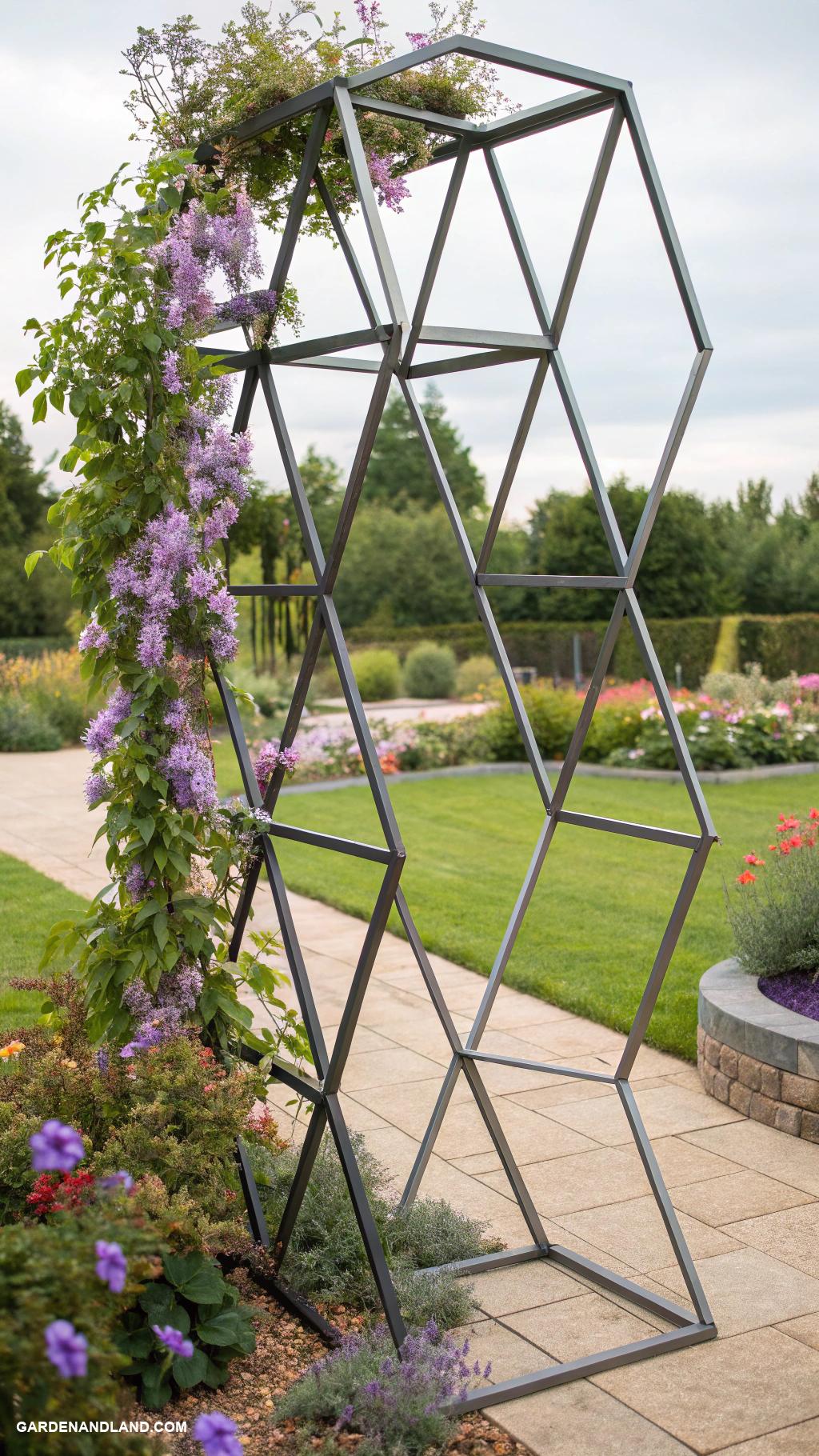 garden trellis ideas Metal geometric shapes for modern aesthetics