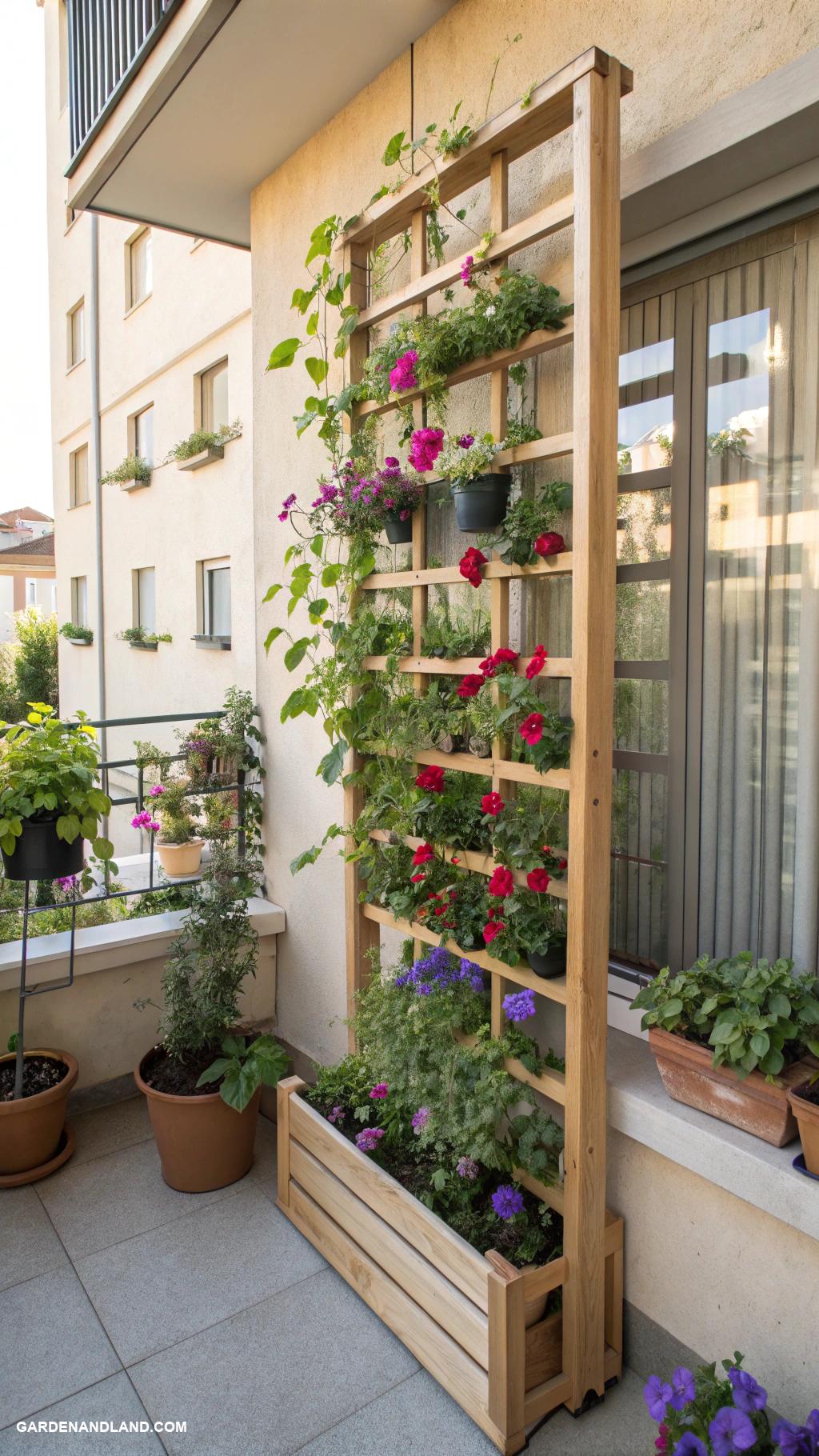 garden trellis ideas Vertical grid trellis for urban gardens