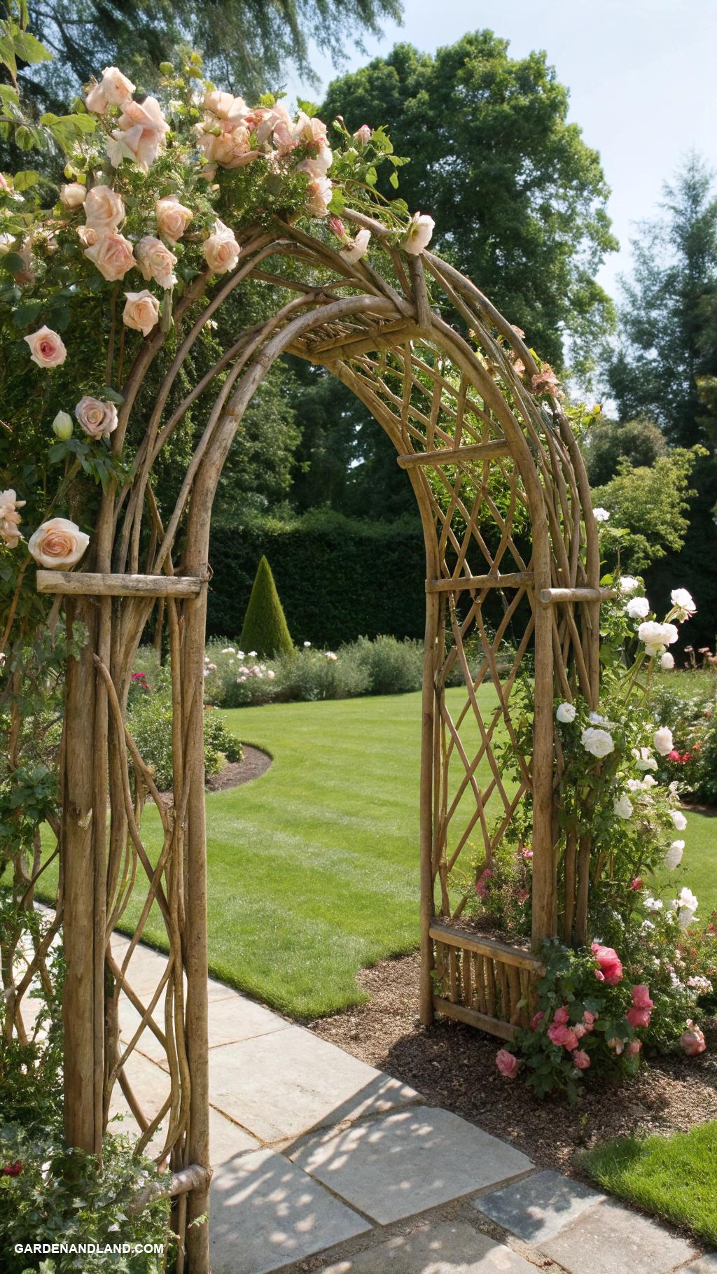 garden trellis ideas Woven willow branches for natural charm