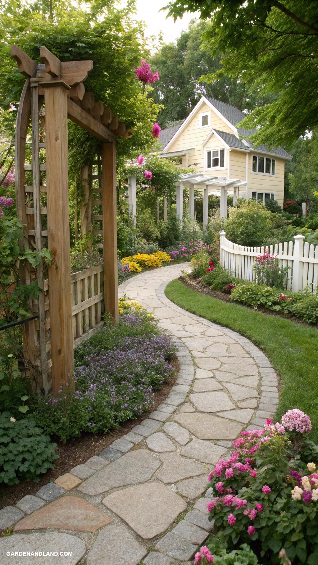 landscaping around house Install a winding stone pathway