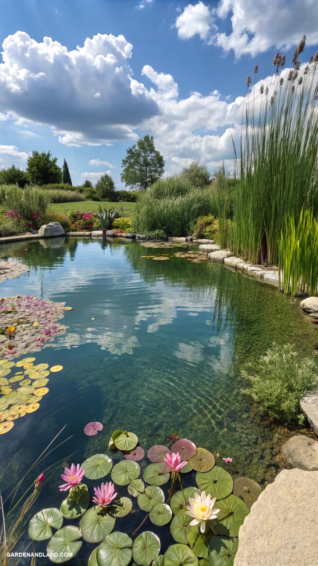 modern pool designs Natural swimming pond with aquatic plants
