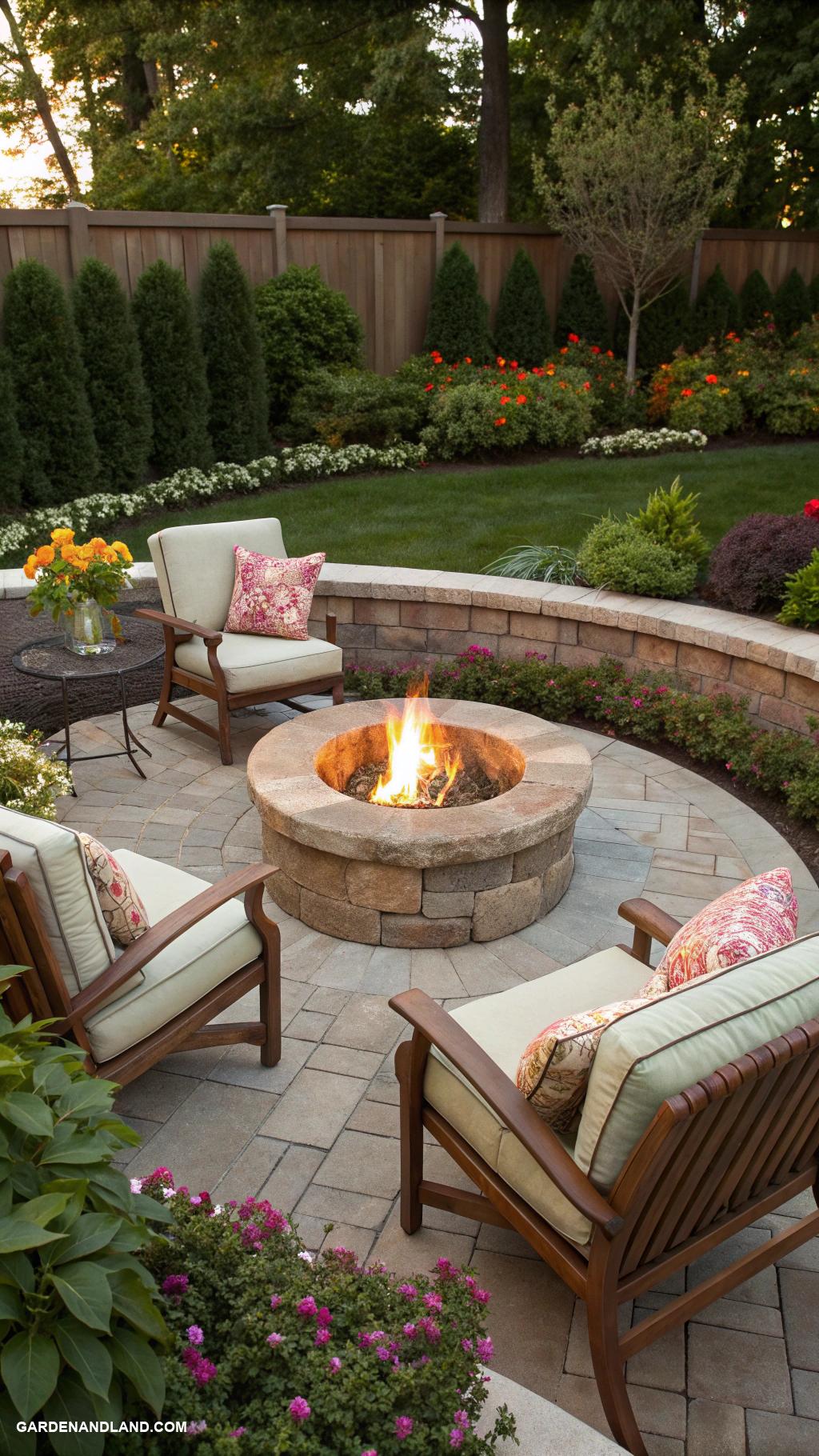 side yard ideas Cozy fire pit with seating area