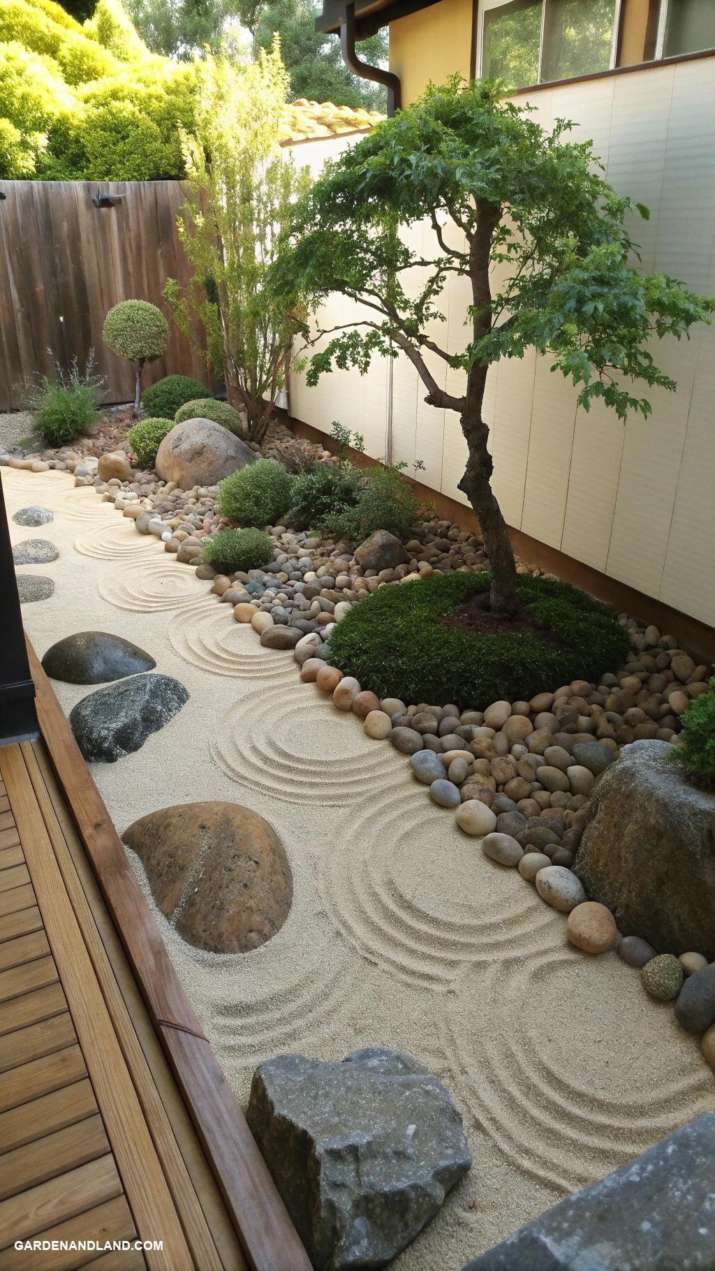 side yard ideas Mini zen garden with rocks and sand