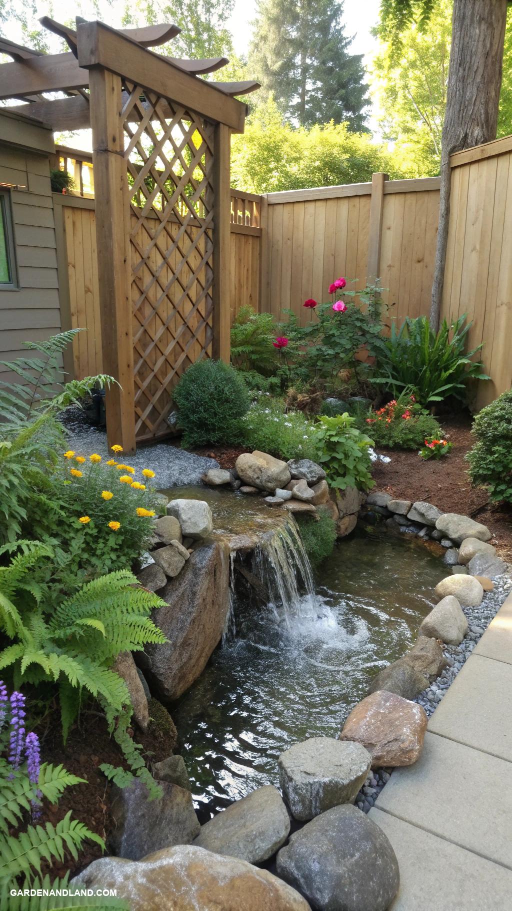 side yard ideas Water feature with soothing sounds
