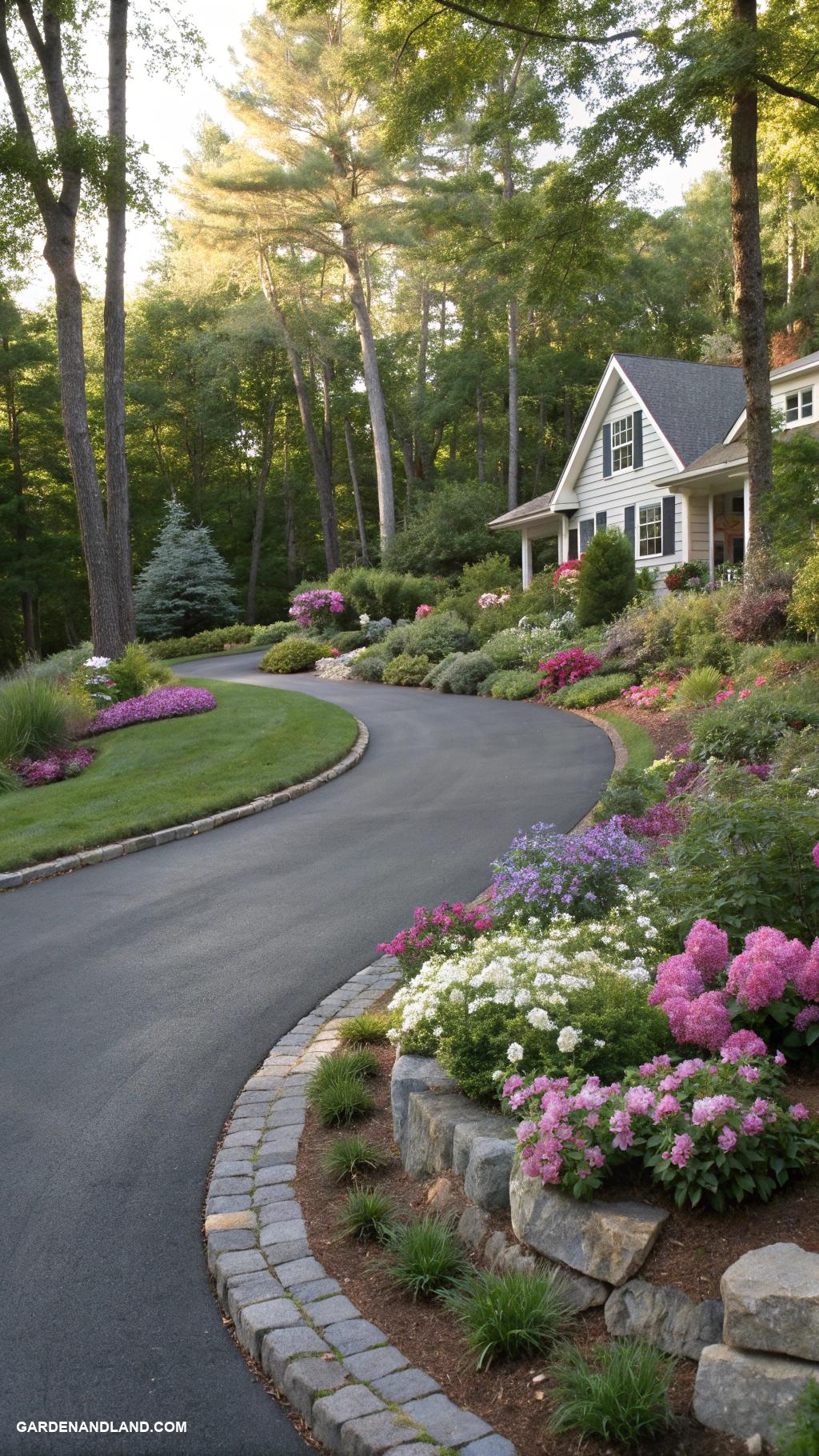 asphalt driveway ideas Create a winding path with asphalt curves