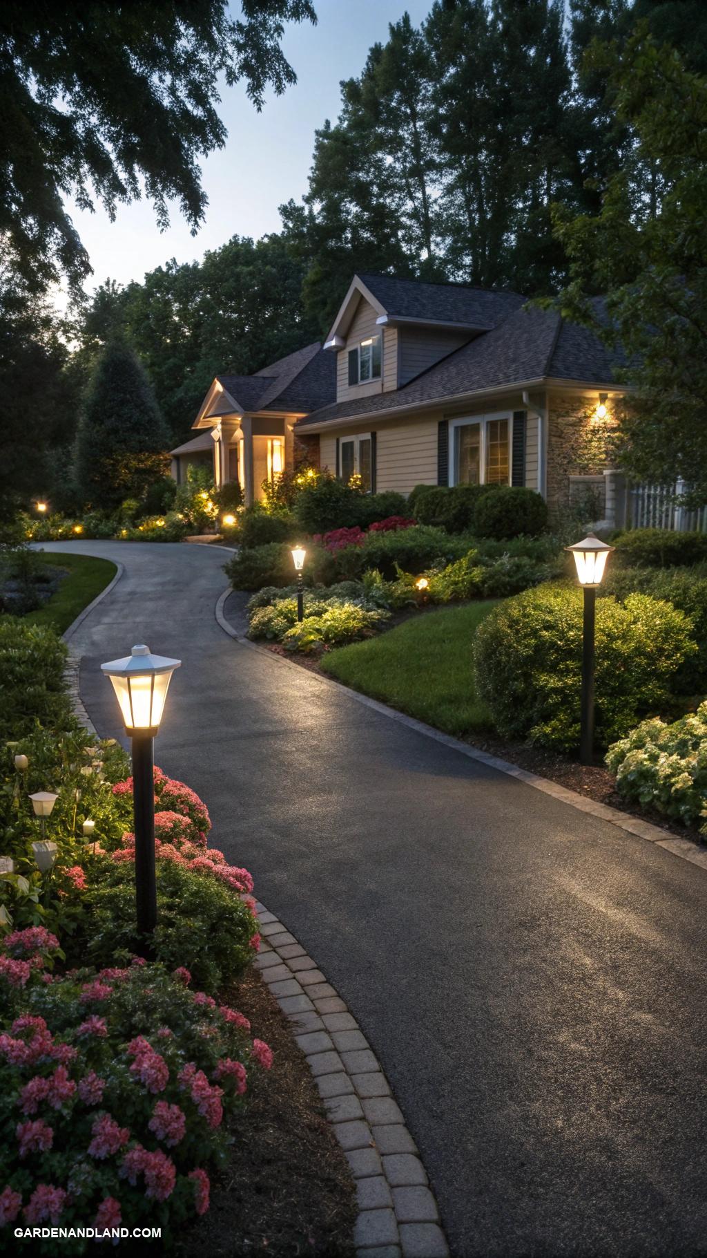 asphalt driveway ideas Install solar lights for night time illumination