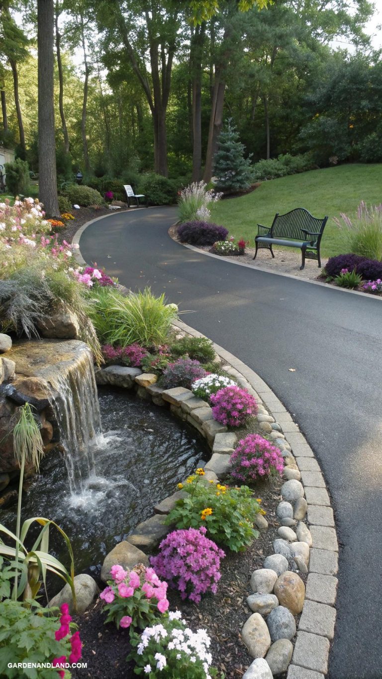 asphalt driveway ideas Integrate a water feature near the driveway
