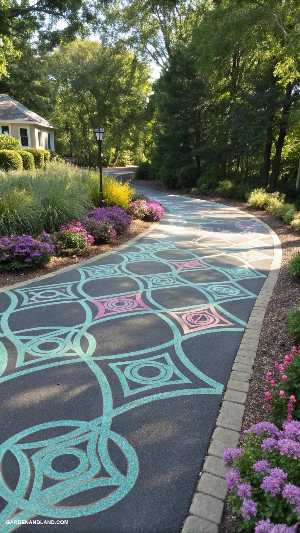 asphalt driveway ideas Paint geometric patterns with driveway paint