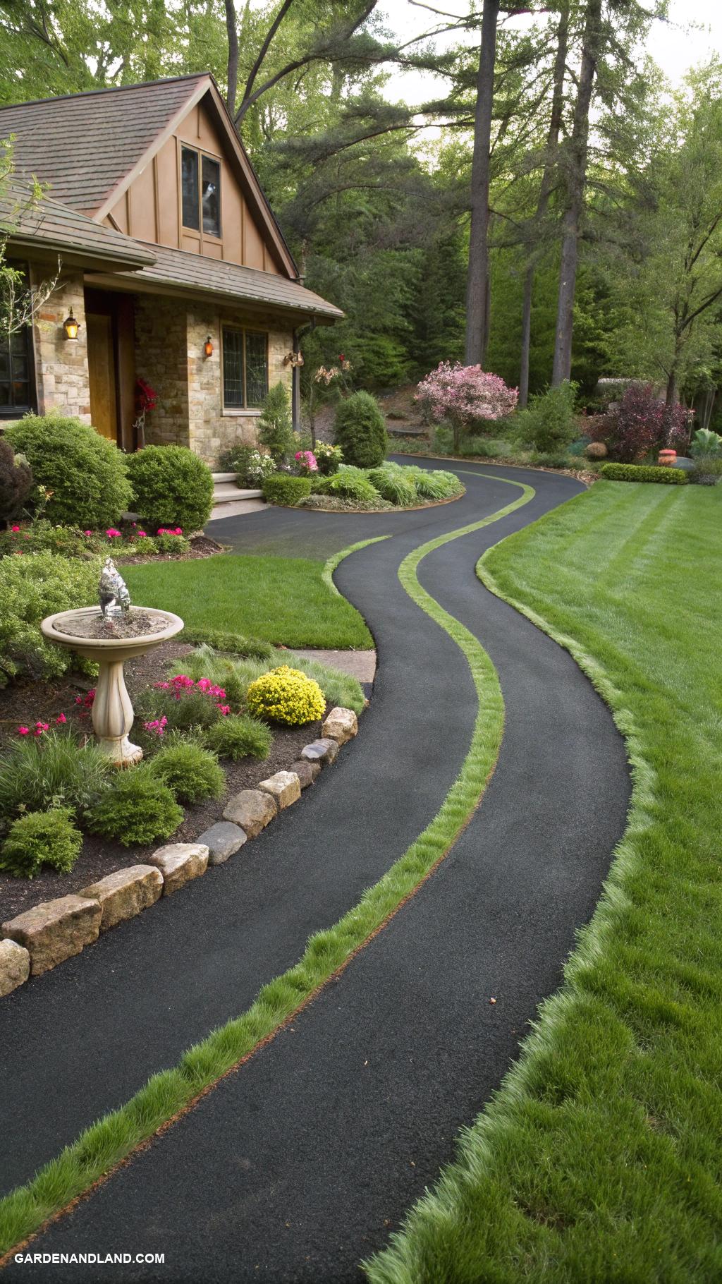 asphalt driveway ideas Plant grass strips alongside the asphalt drive