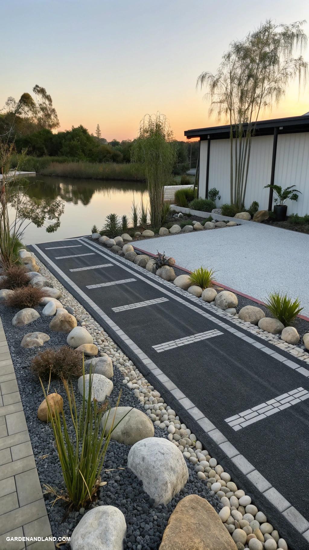asphalt driveway ideas Use asphalt for a minimalist zen garden