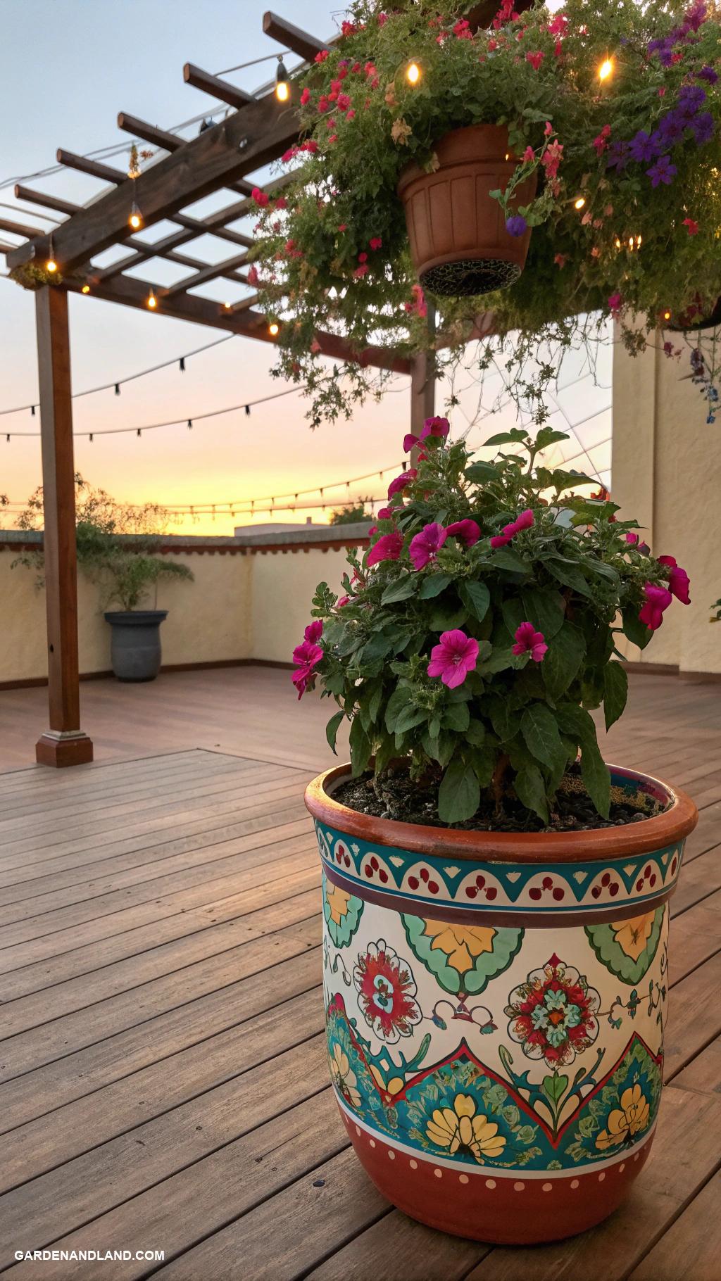 back patio ideas on a budget Colorful potted plants for vibrant decor