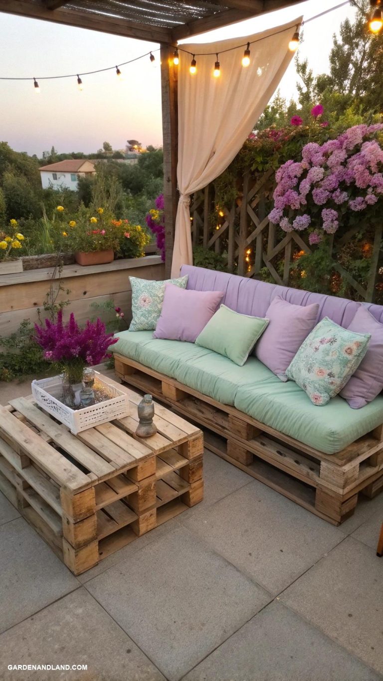 back patio ideas on a budget DIY pallet furniture for cozy seating