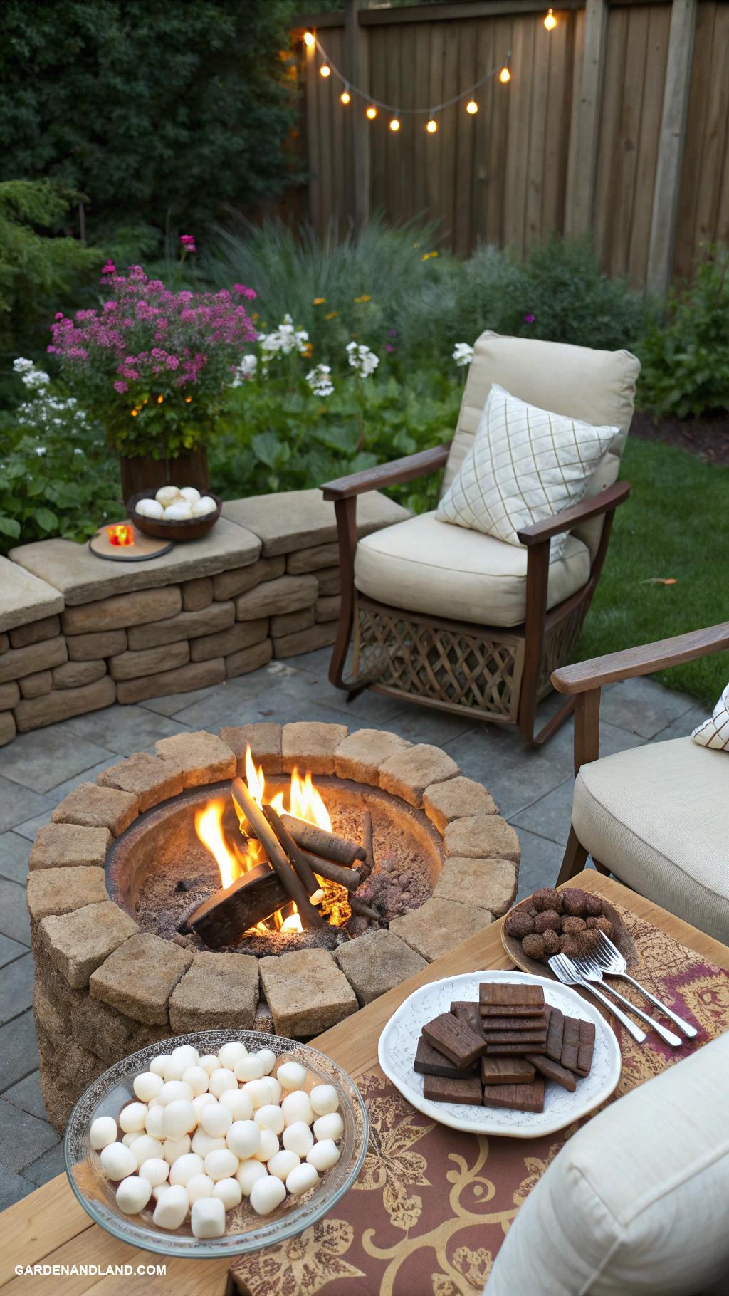backyard movie night ideas Fire pit for marshmallow roasting