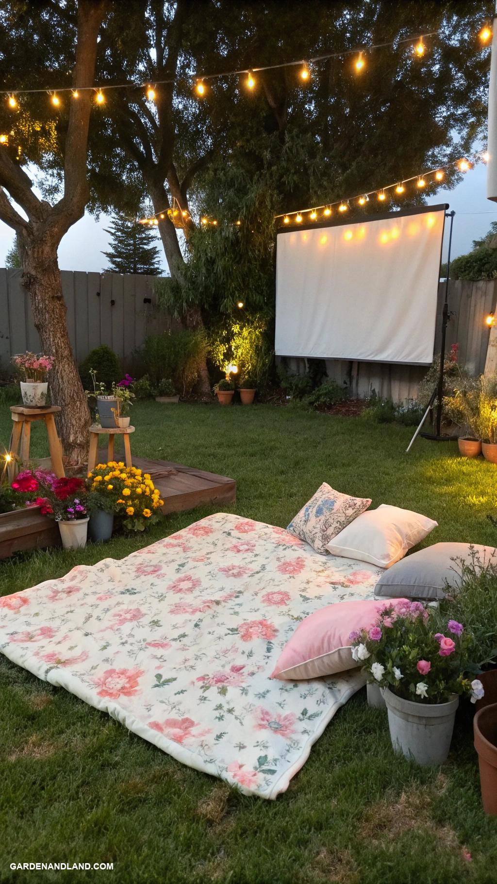 backyard movie night ideas Garden blankets for comfort and style