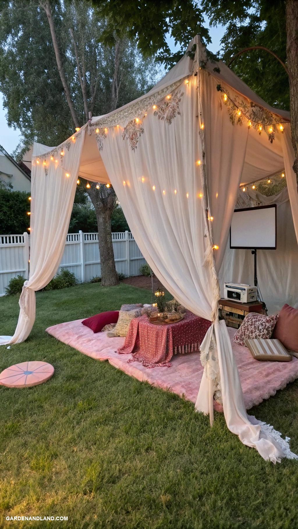 backyard movie night ideas Outdoor pop up canopy for shade