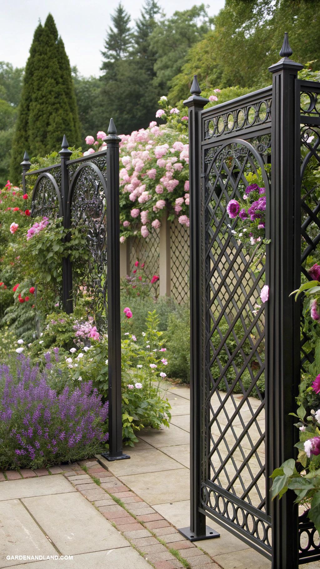 black metal fence ideas Lattice patterns for a delicate appearance