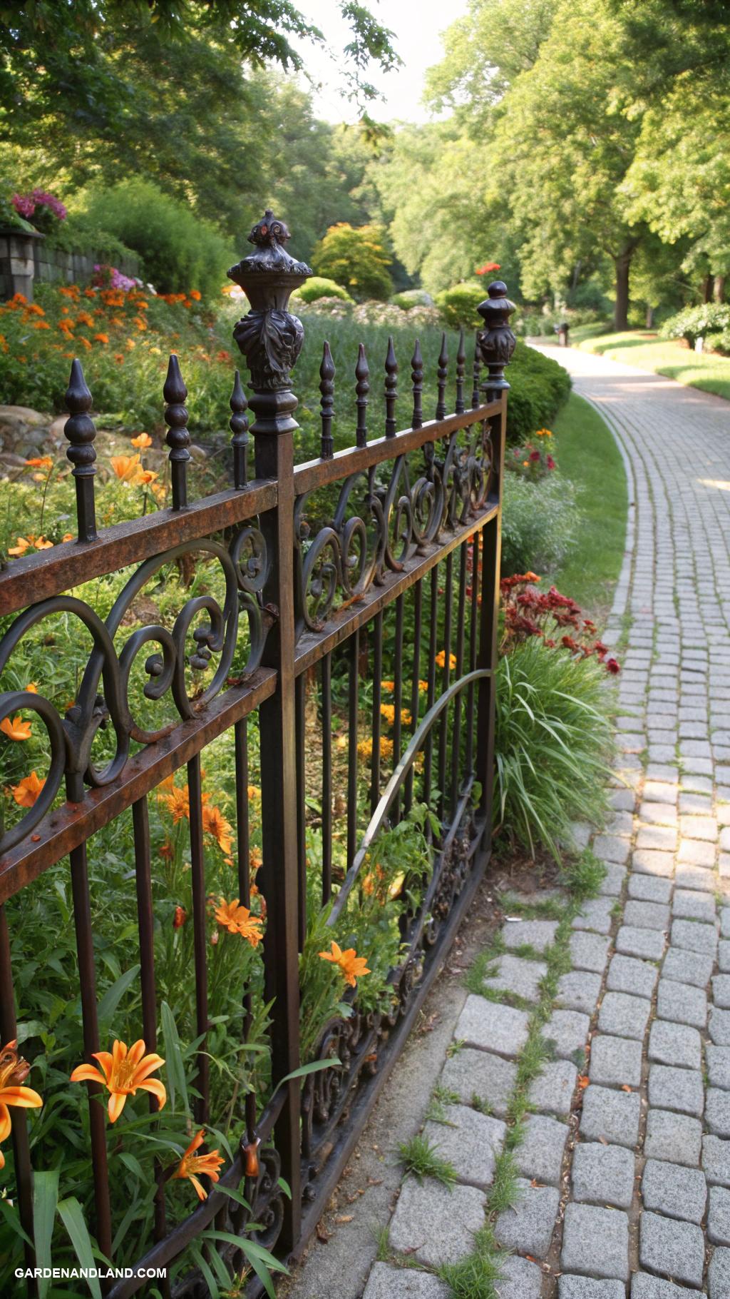 black metal fence ideas Rusted black steel for rustic appeal