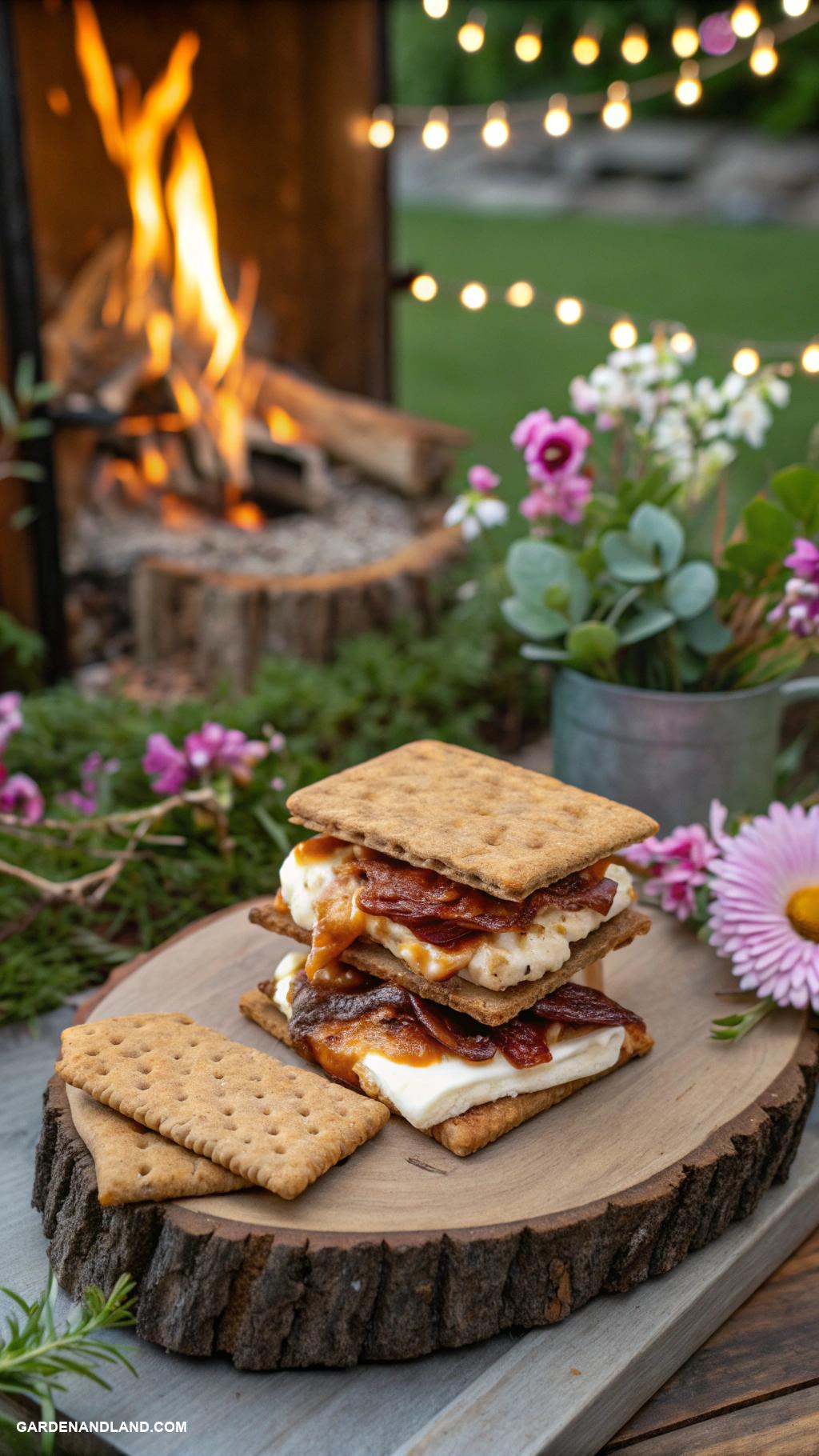 bonfire smores party Savory smores with cheese and bacon