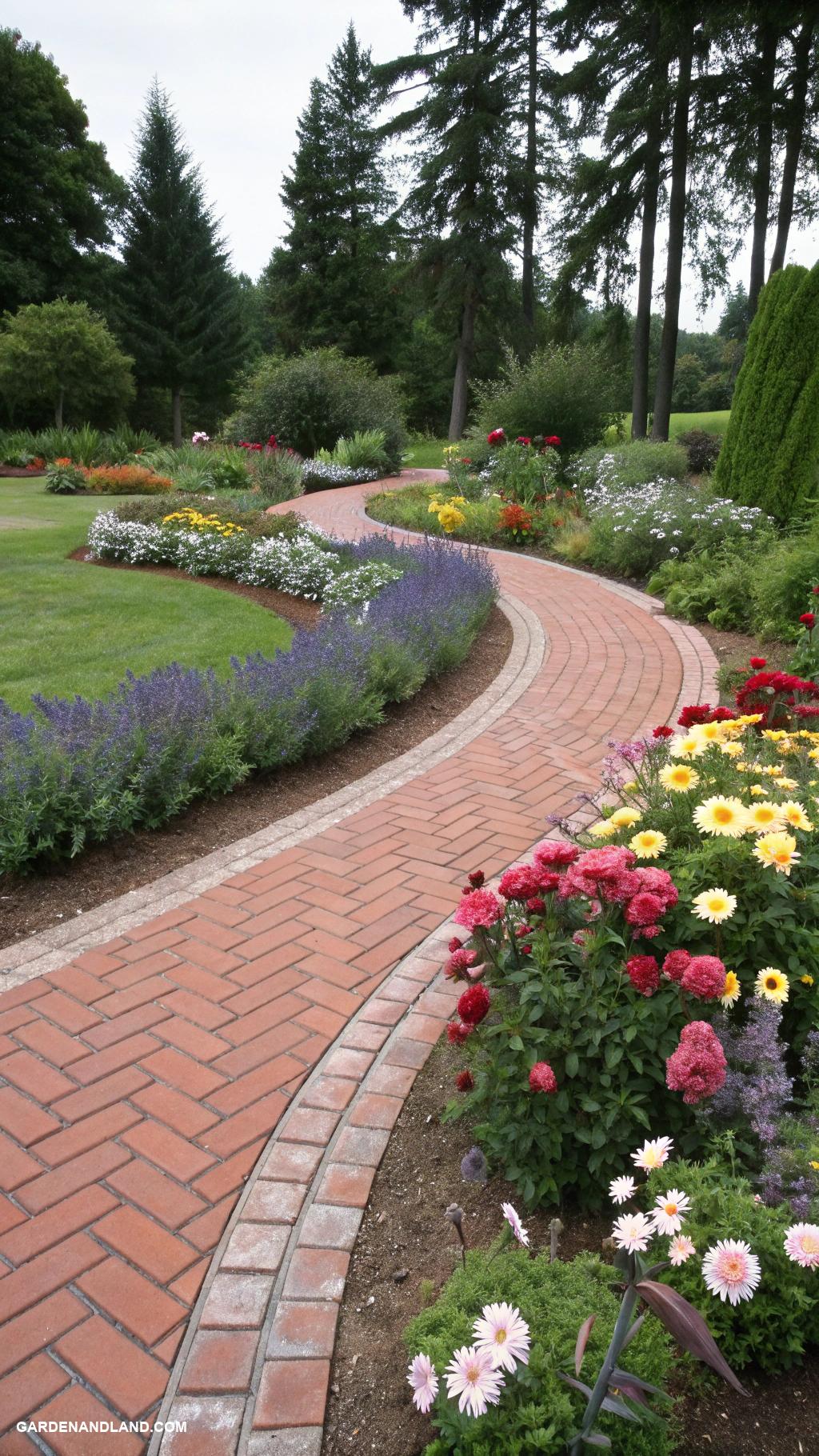 brick edging ideas Curved brick path around flower beds