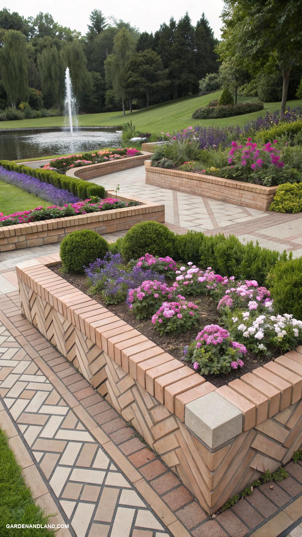 brick edging ideas Geometric brick designs for modern landscapes