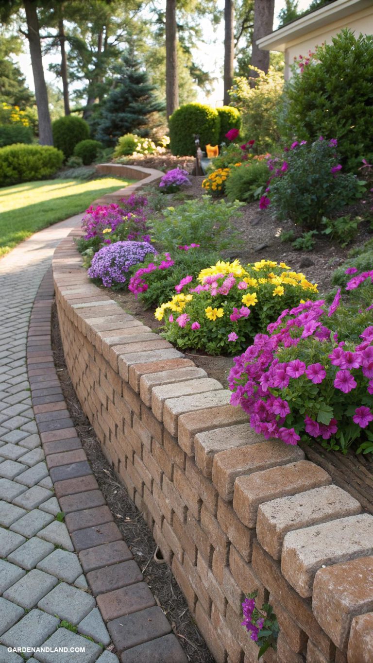 brick edging ideas Staggered bricks for a natural look
