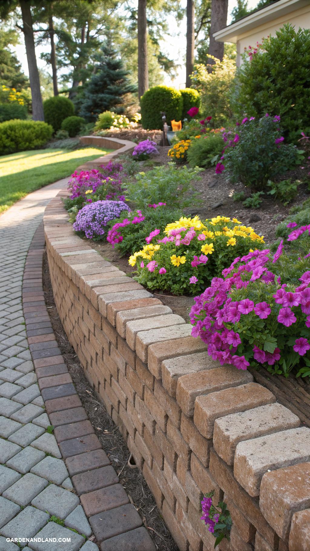 brick edging ideas Staggered bricks for a natural look