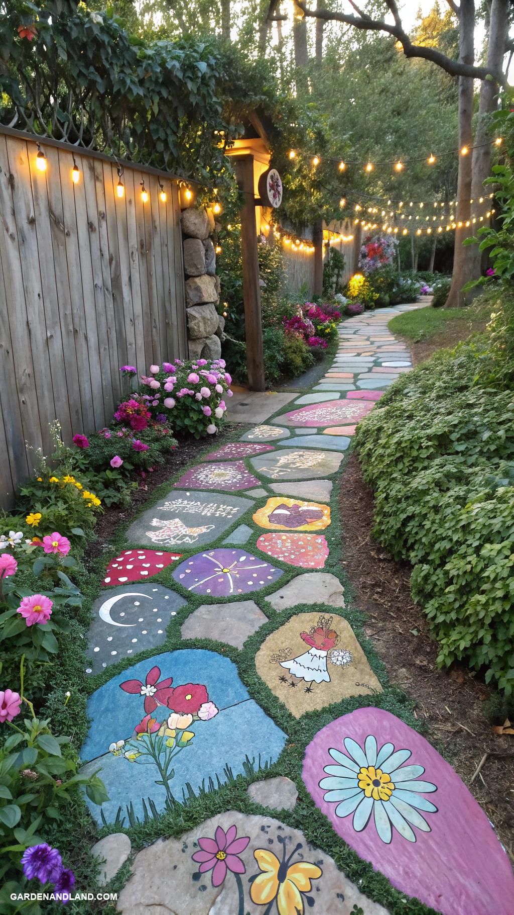cheap walkway ideas diy Painted stones for a whimsical garden path