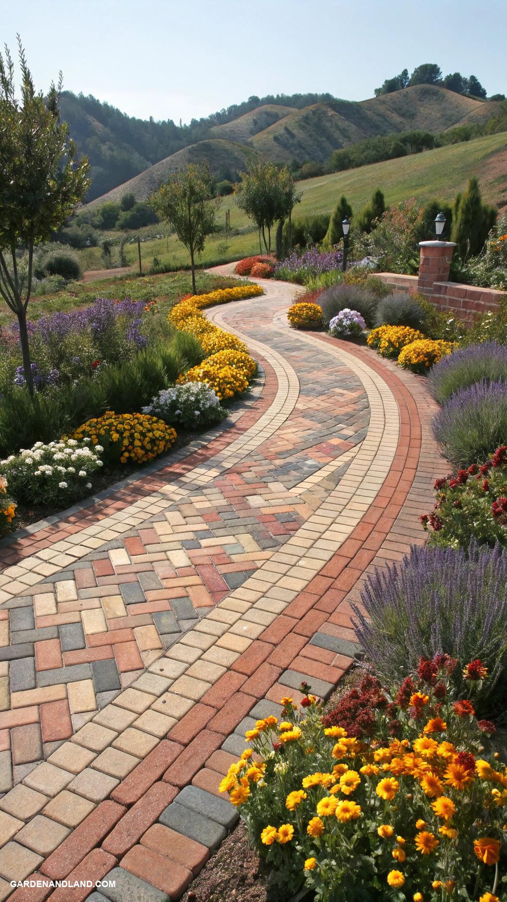 cheap walkway ideas diy Recycled brick pathway with unique patterns