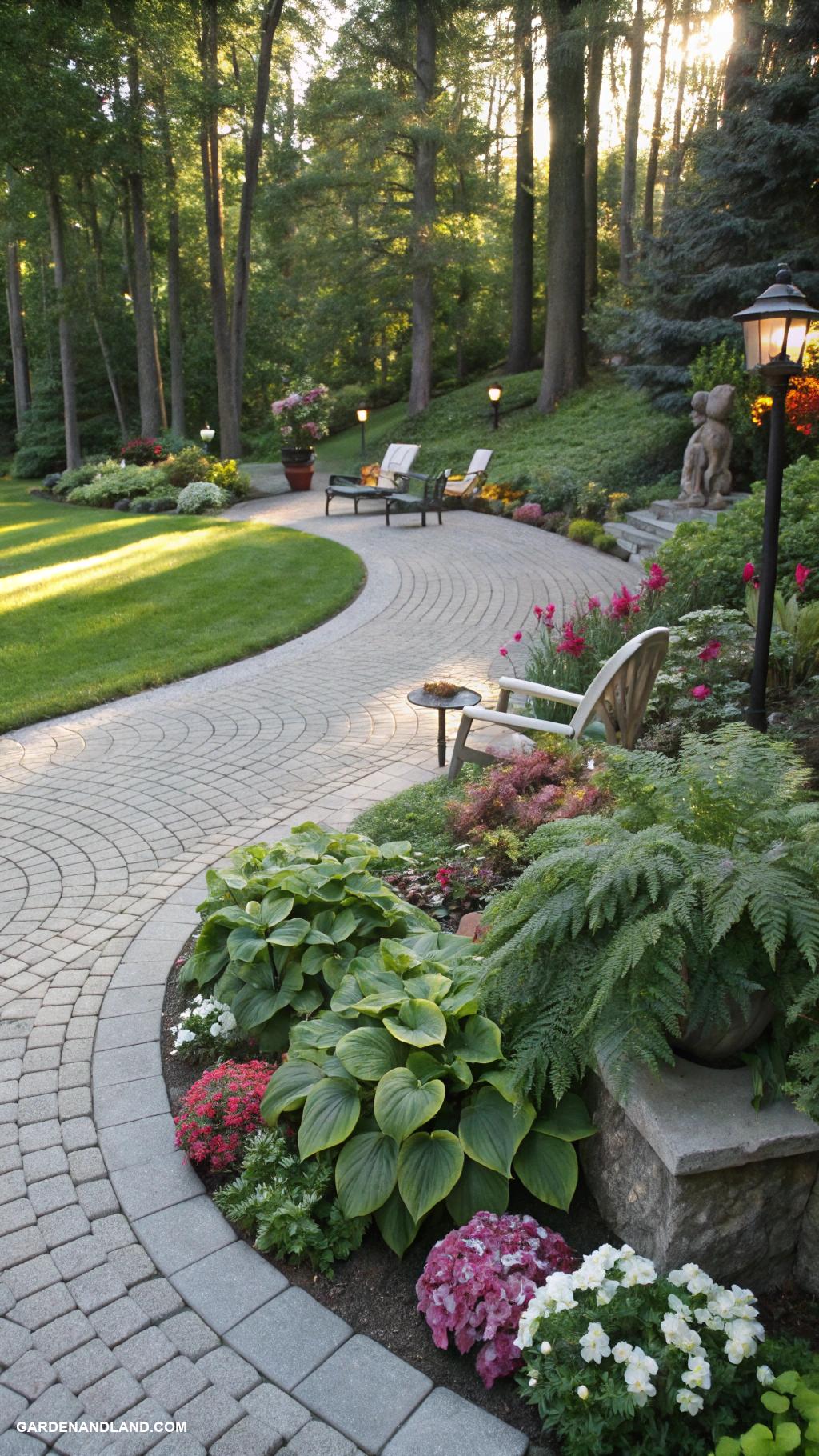 circular driveway ideas Lush greenery edging the drive