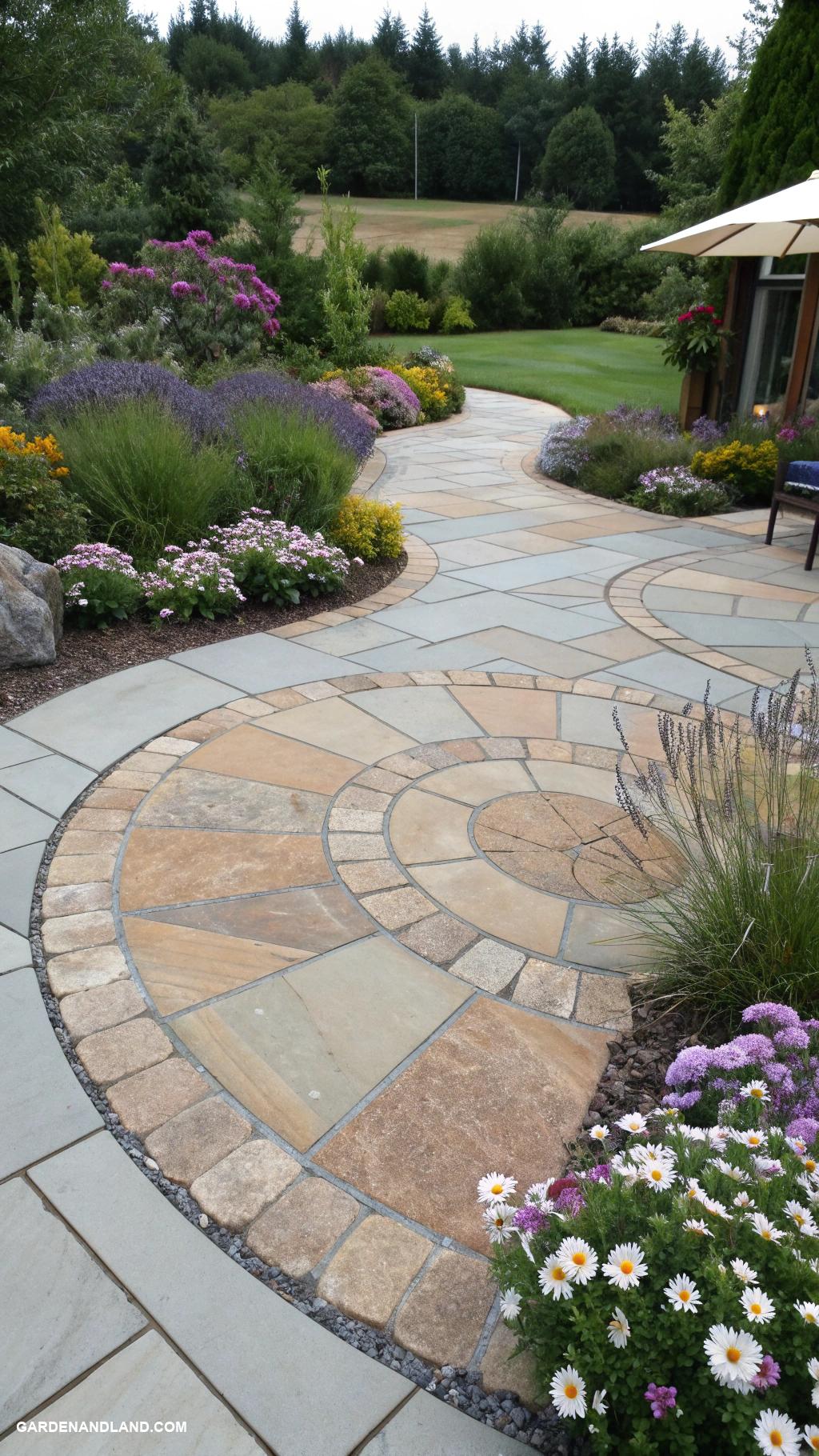 circular driveway ideas Natural stone slab driveway design