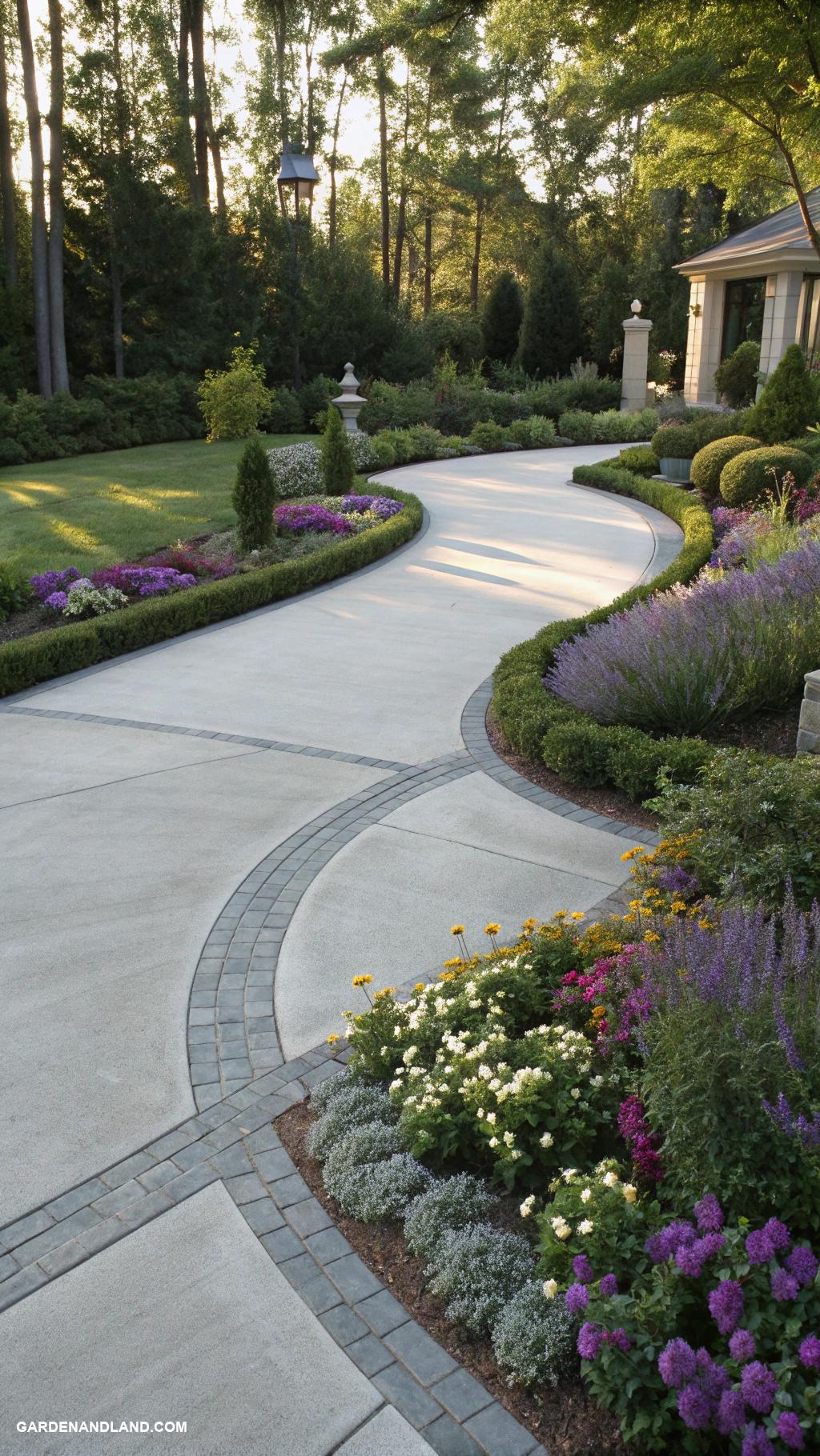 concrete driveway ideas Circular driveway with landscaped center garden