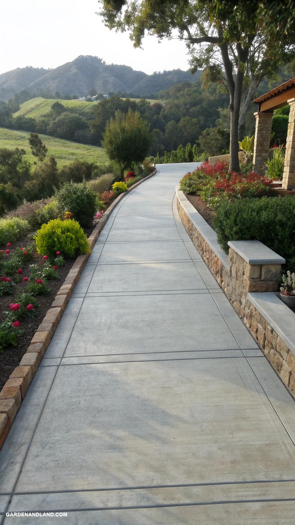 concrete driveway ideas Contrasting borders to define driveway edges